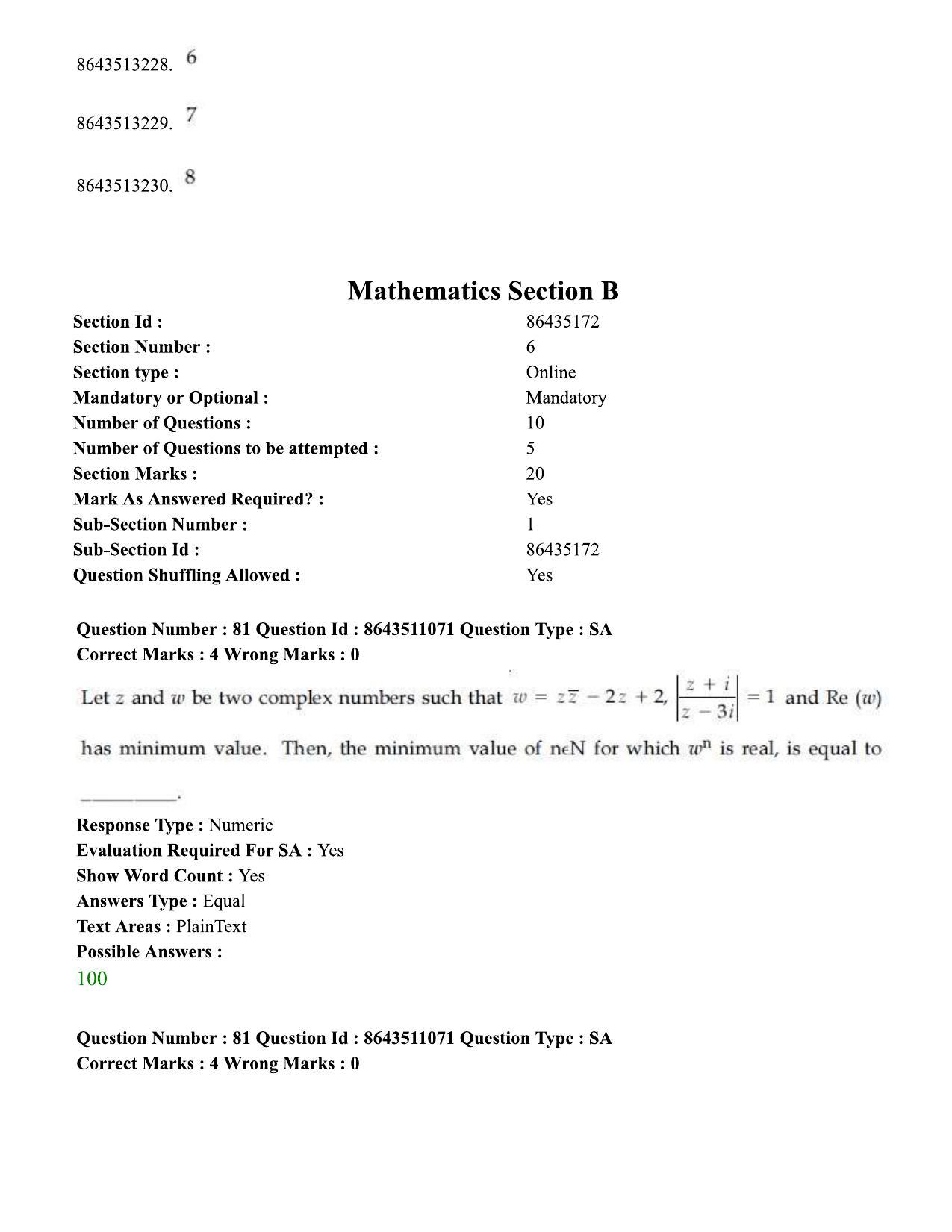 JEE Mains 2021: BTech ET (Shift 1) 16-03-2021 Question Paper - Page 88