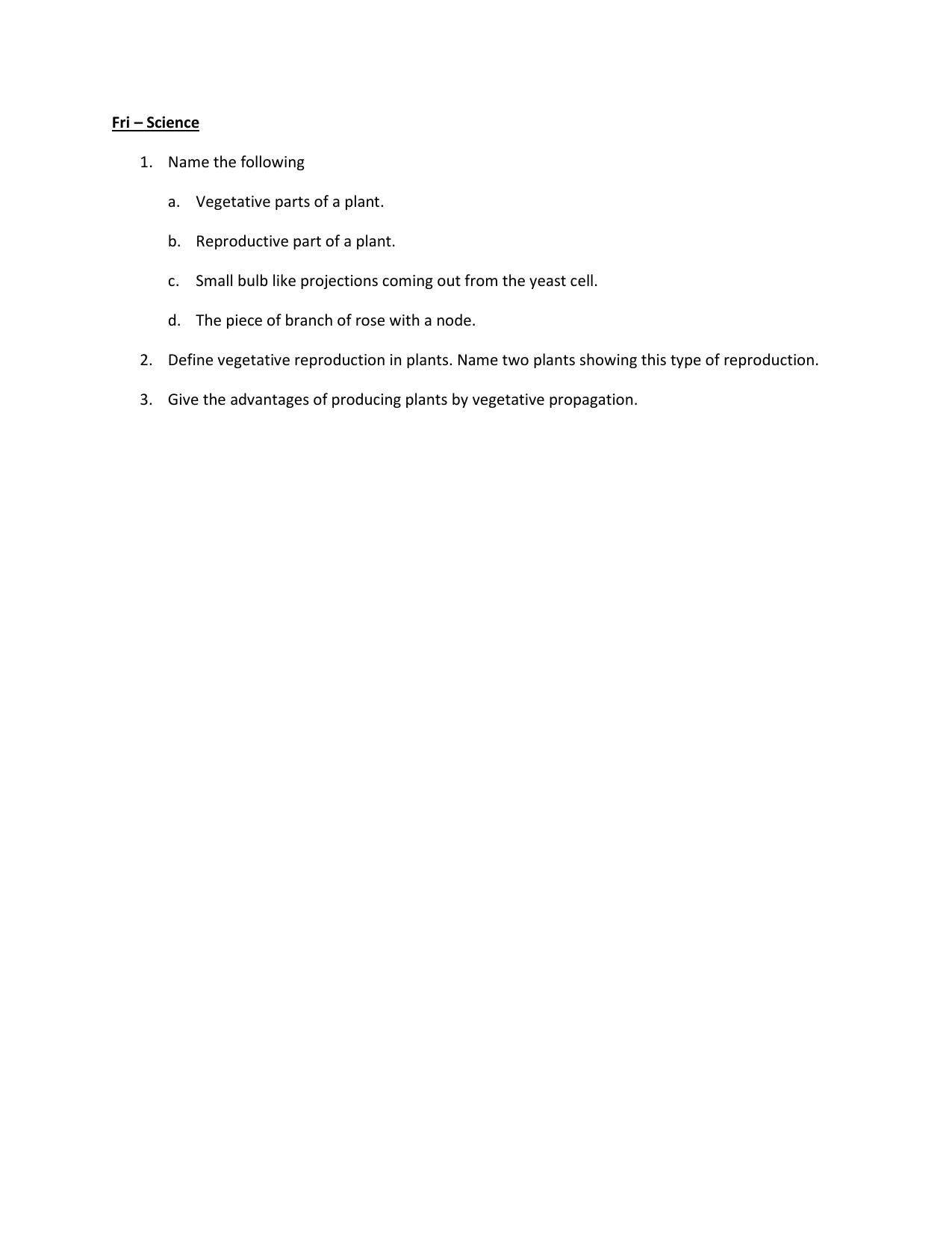 CBSE Worksheets for Class 7 Science Plants Assignment 1 - Page 1