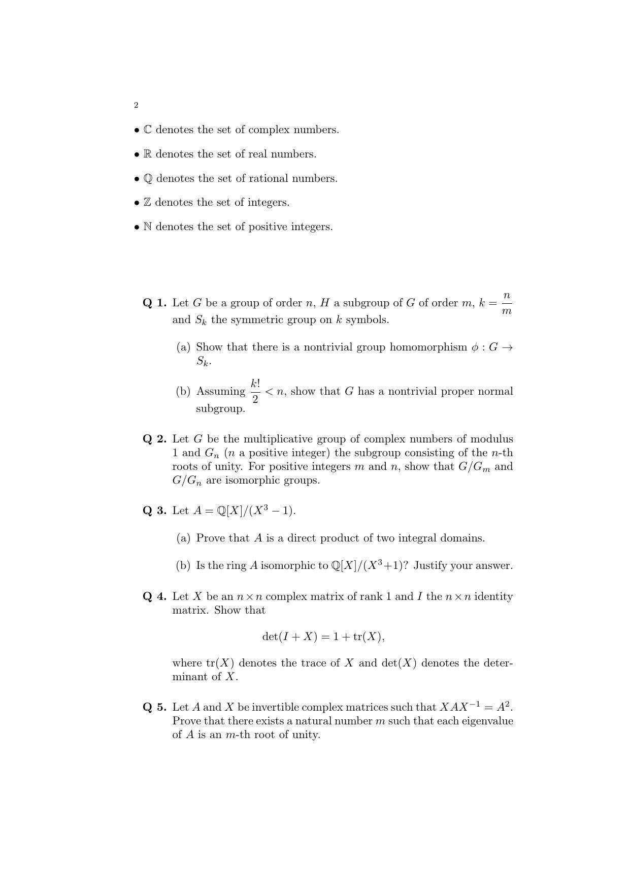 ISI Admission Test JRF in Mathematics MTB 2017 Sample Paper - Page 1