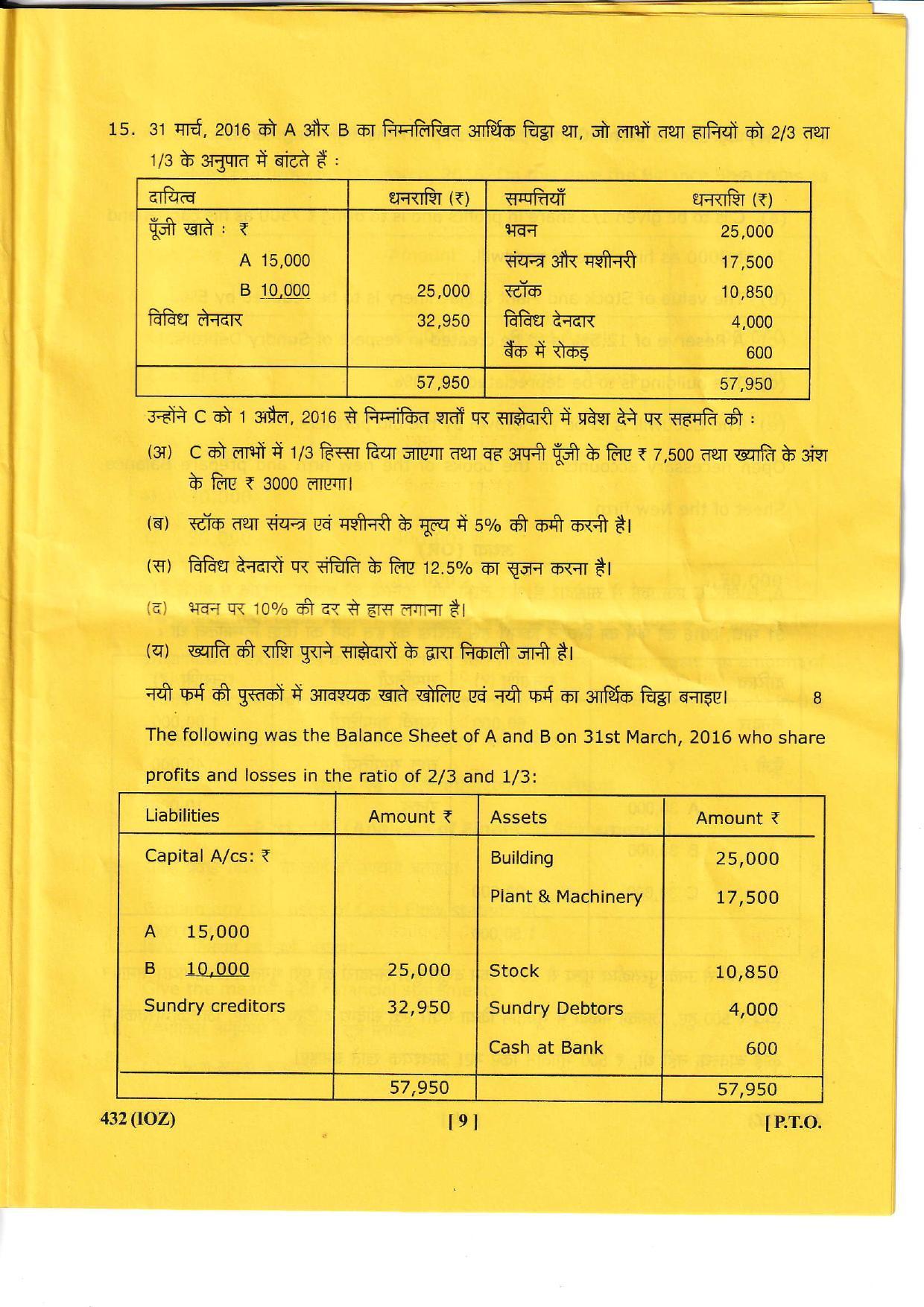 UBSE Class 12 Accountancy 2022 Question Paper - Page 9