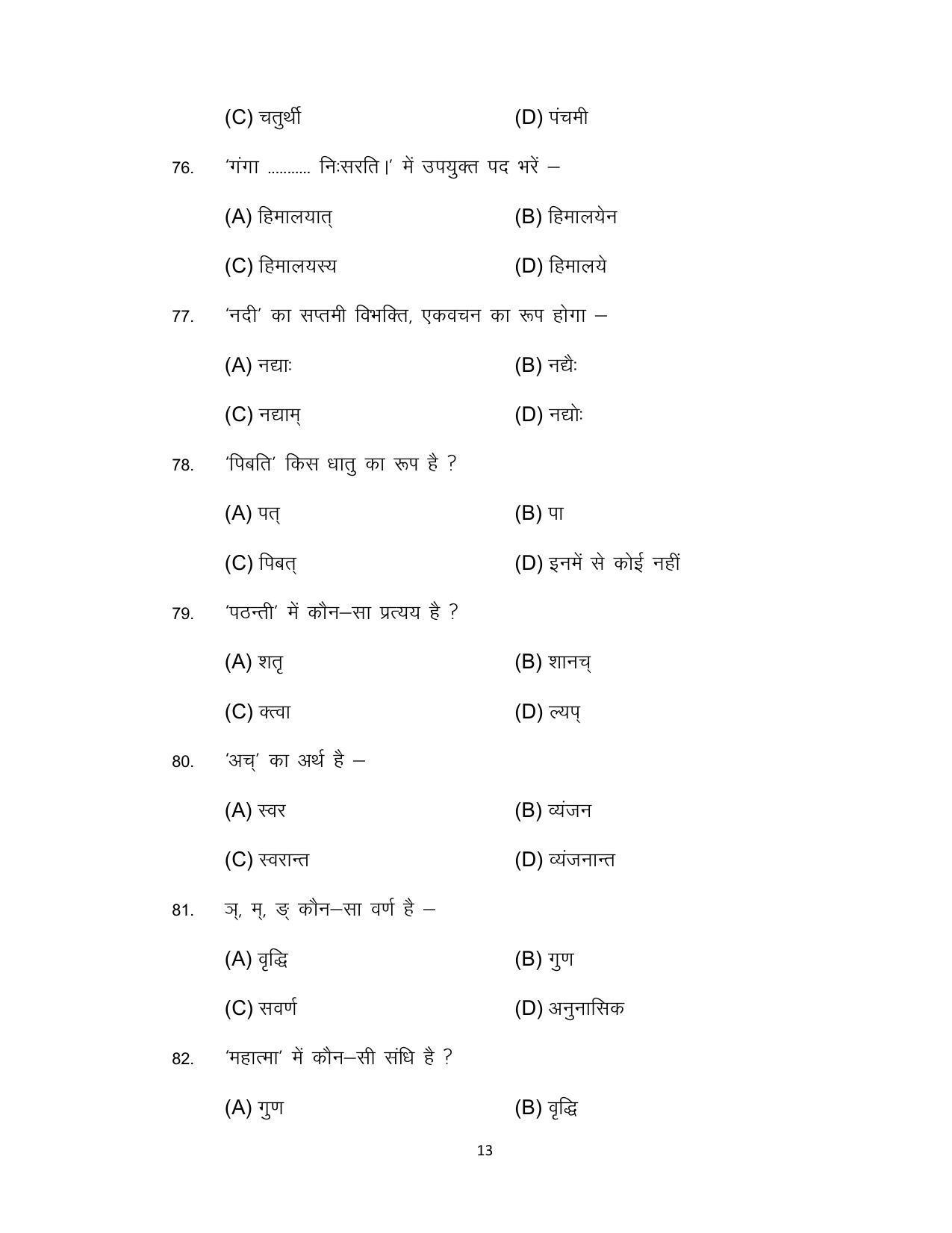 Bihar Board 12th Model Paper 2022 -Sanskrit - Page 13