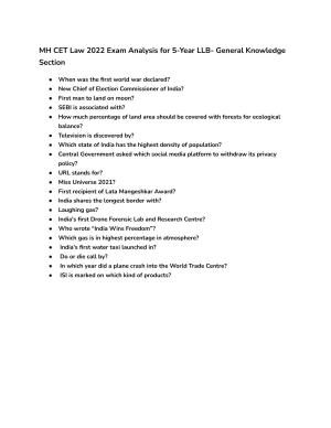 MH CET Law 2022 Question Paper for General Knowledge (Slot 2)