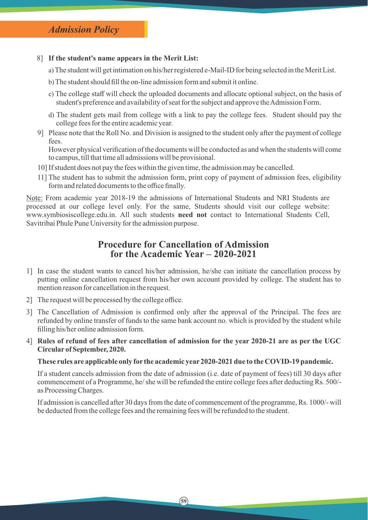 Symbiosis International University, Pune 2020-21 (Prospectus) - Page 61