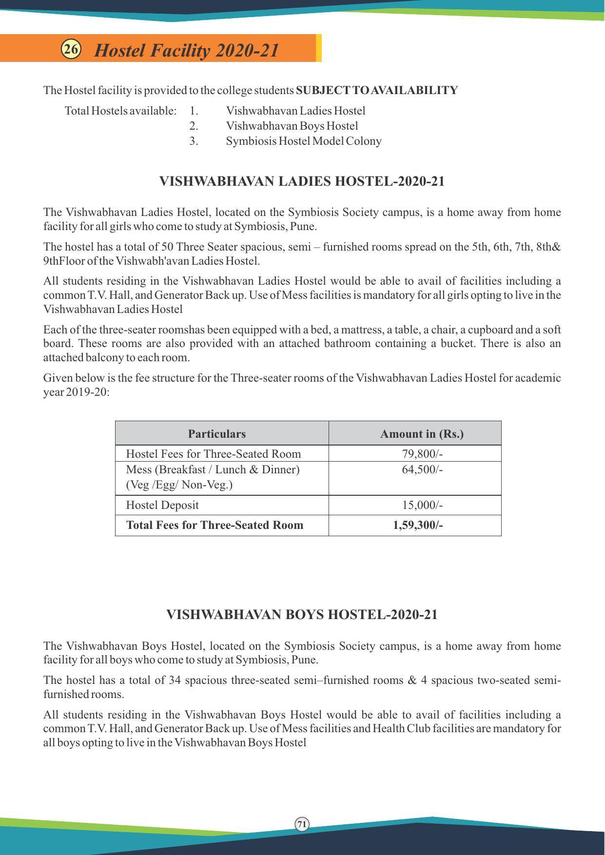 Symbiosis International University, Pune 2020-21 (Prospectus) - Page 73