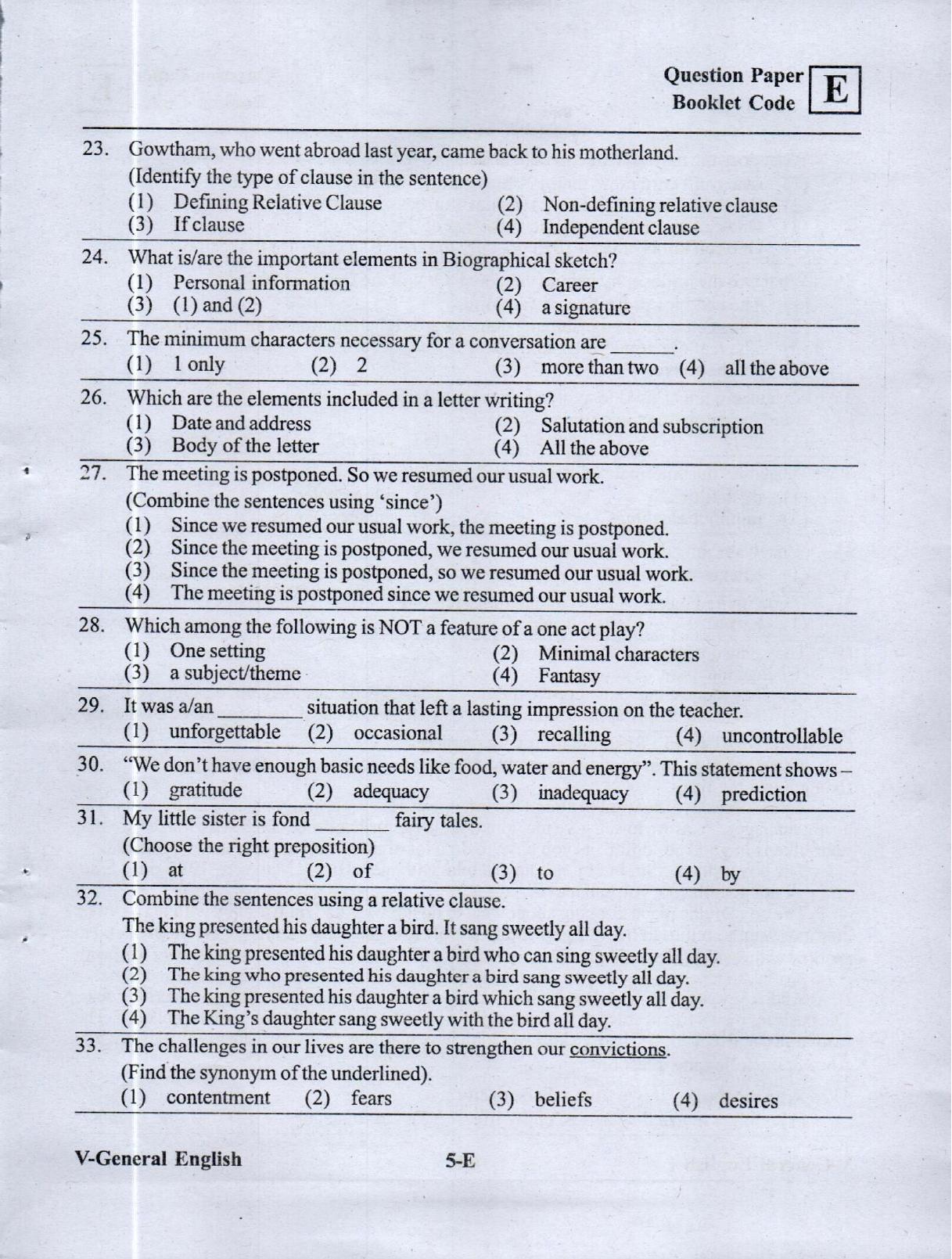 BiPC / CGT English/ Telugu Medium (Set E) 2023  - Page 4