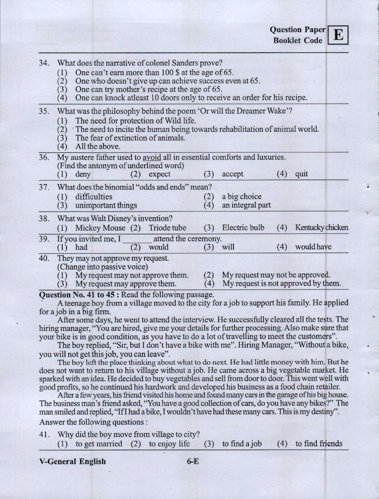 BiPC / CGT English/ Telugu Medium (Set E) 2023  - Page 5