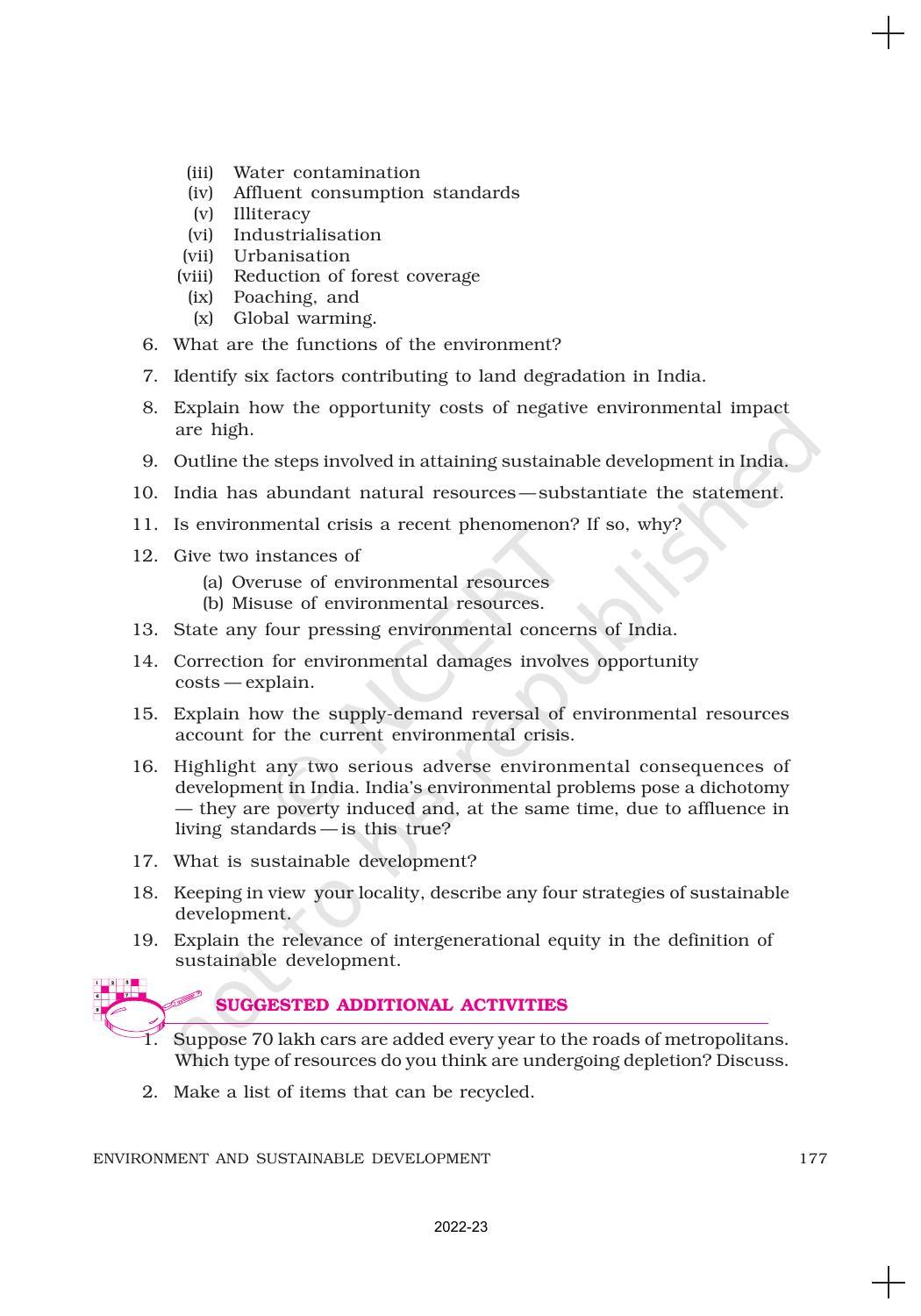 NCERT Book for Class 11 Economics (Indian Economics) Chapter 9 Environment and Sustainable Development - Page 16