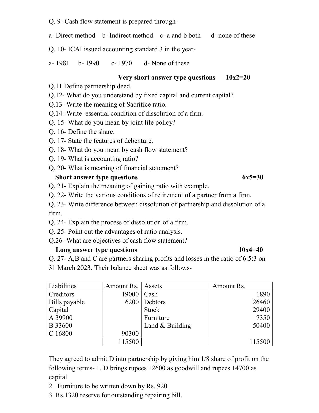 UP Board Class 12 Commerce (Bahikhata and Lekhasastra) Model Papers 2024 - Page 2