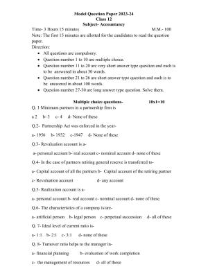 UP Board Class 12 Commerce (Bahikhata and Lekhasastra) Model Papers 2024
