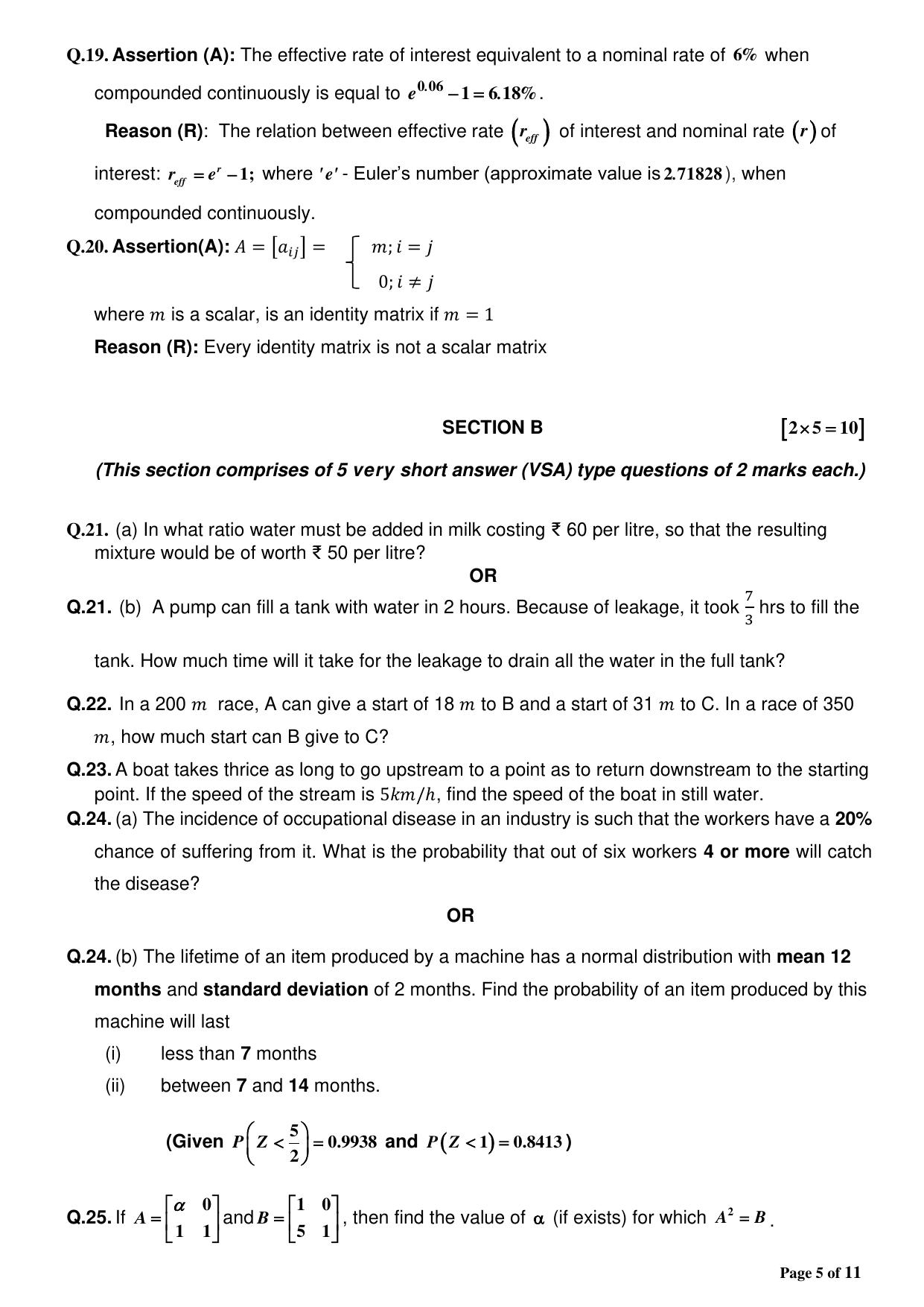 CBSE Class 12 Applied Mathematics Sample Question Paper 2024-25 - Page 5