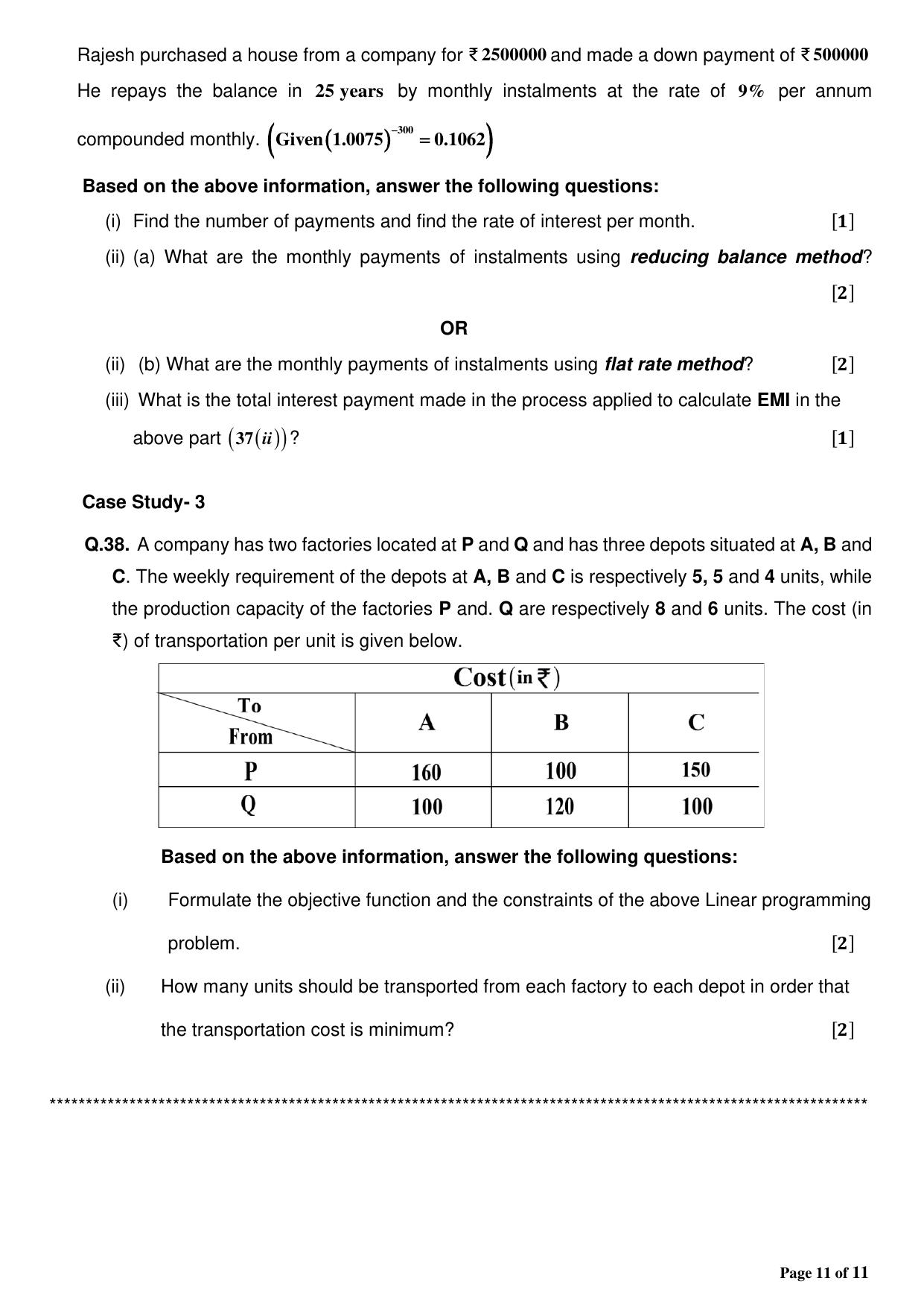 CBSE Class 12 Applied Mathematics Sample Question Paper 2024-25 - Page 11