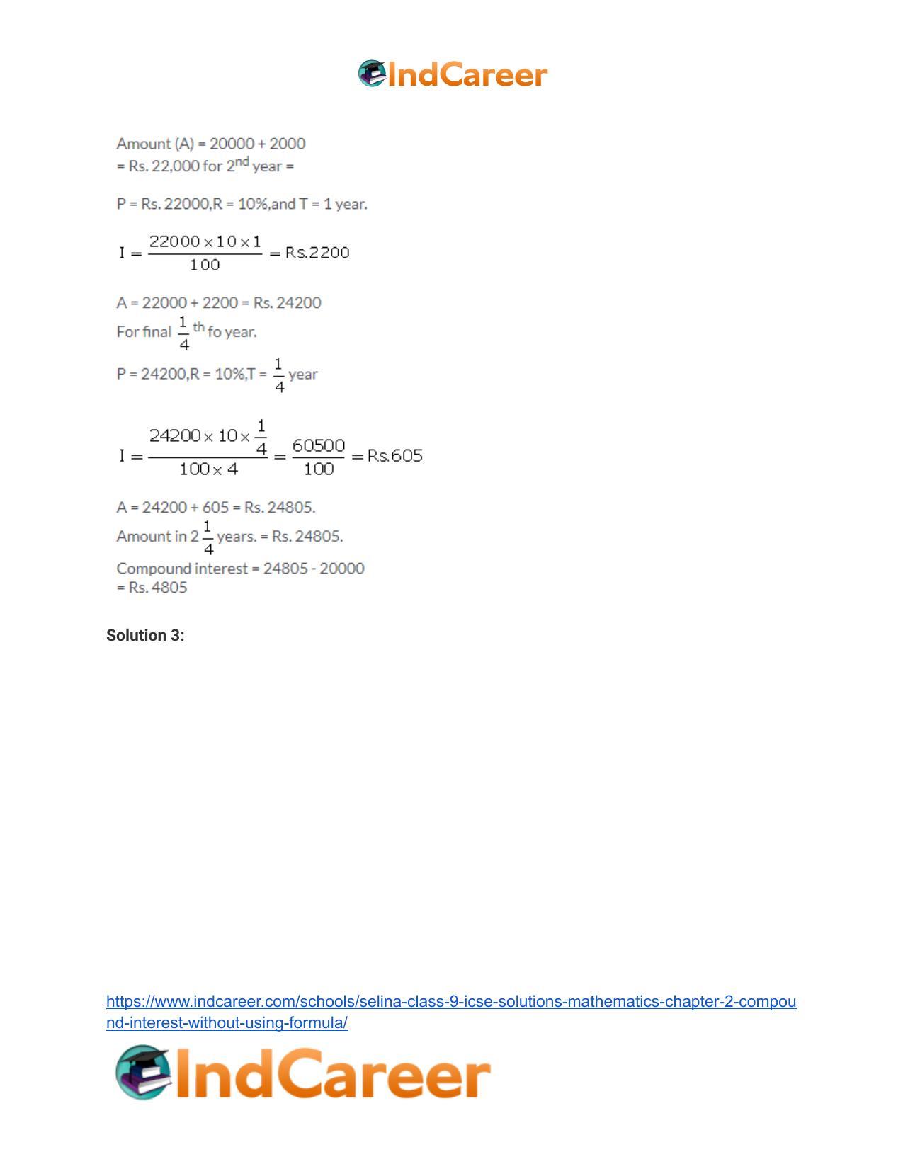 Selina Class 9 ICSE Solutions Mathematics : Chapter 2- Compound Interest (Without using formula) - Page 5