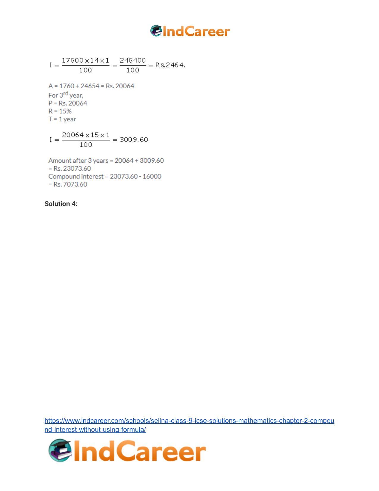 Selina Class 9 ICSE Solutions Mathematics : Chapter 2- Compound Interest (Without using formula) - Page 7