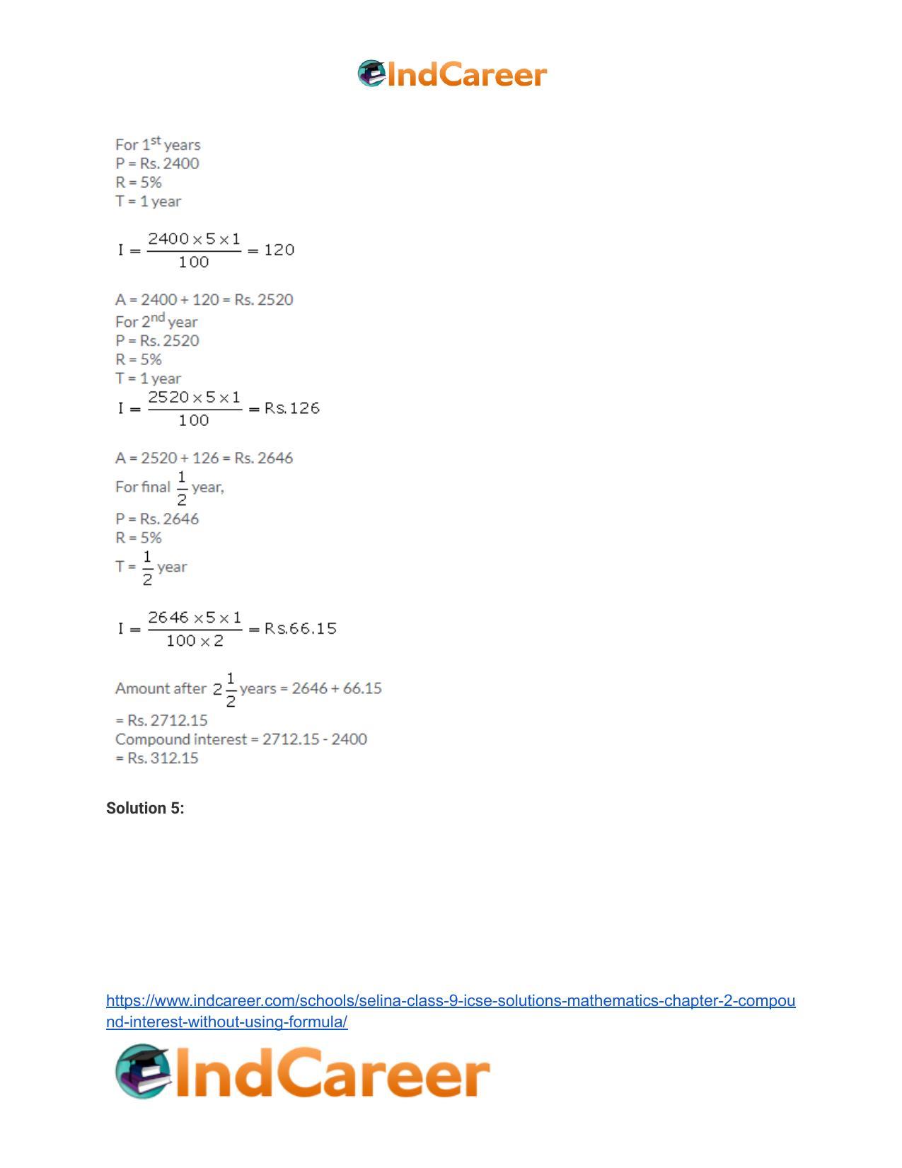 Selina Class 9 ICSE Solutions Mathematics : Chapter 2- Compound Interest (Without using formula) - Page 8