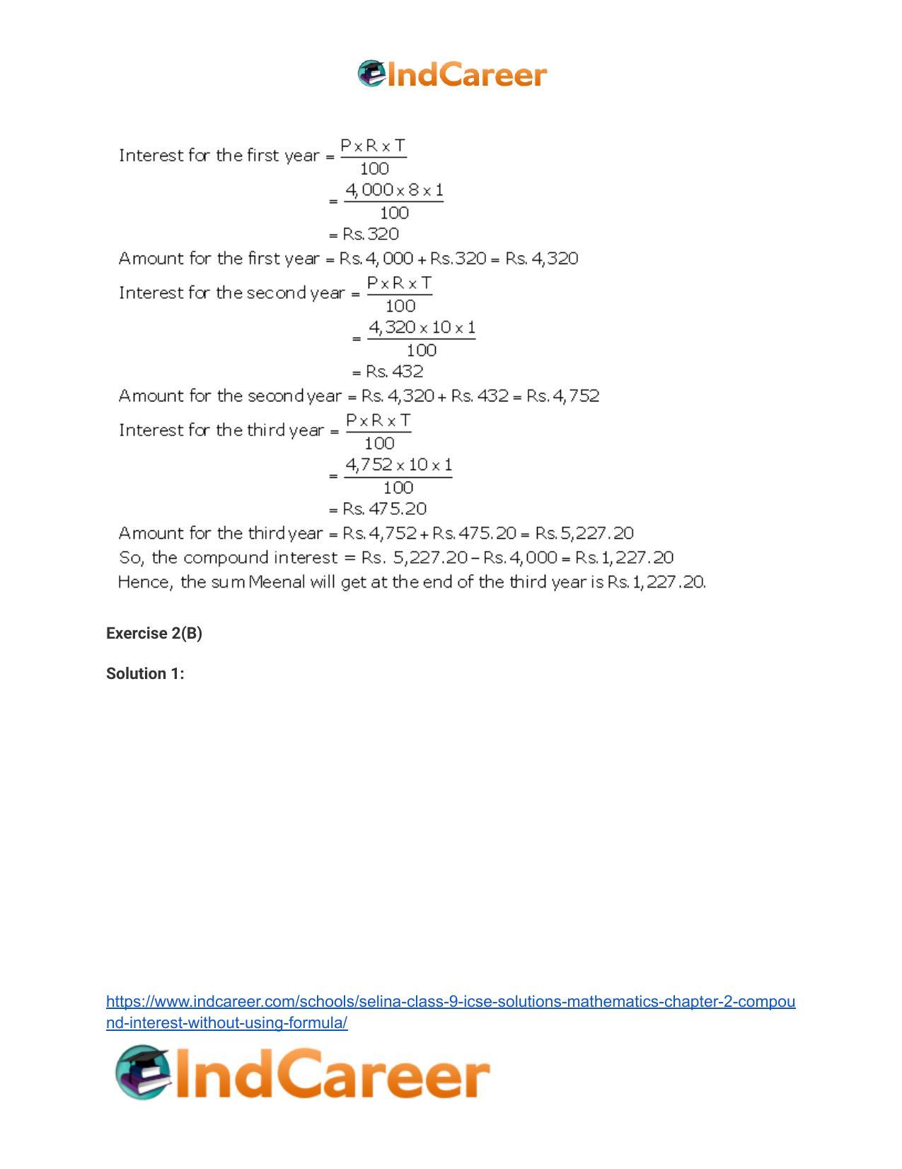 Selina Class 9 ICSE Solutions Mathematics : Chapter 2- Compound Interest (Without using formula) - Page 13