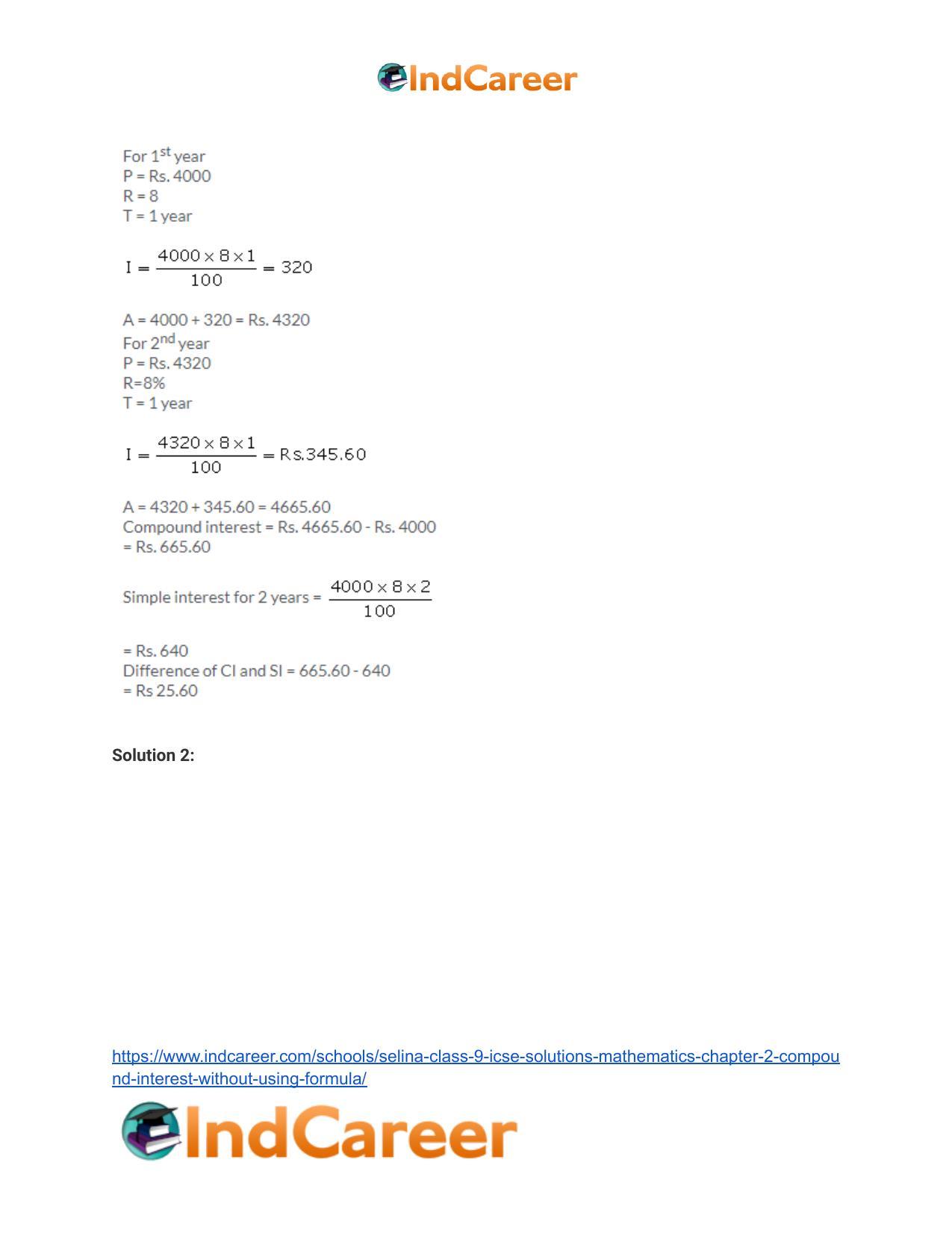 Selina Class 9 ICSE Solutions Mathematics : Chapter 2- Compound Interest (Without using formula) - Page 14