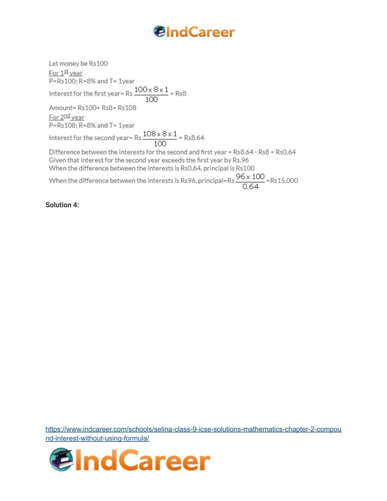 Selina Class 9 ICSE Solutions Mathematics : Chapter 2- Compound Interest (Without using formula) - Page 16