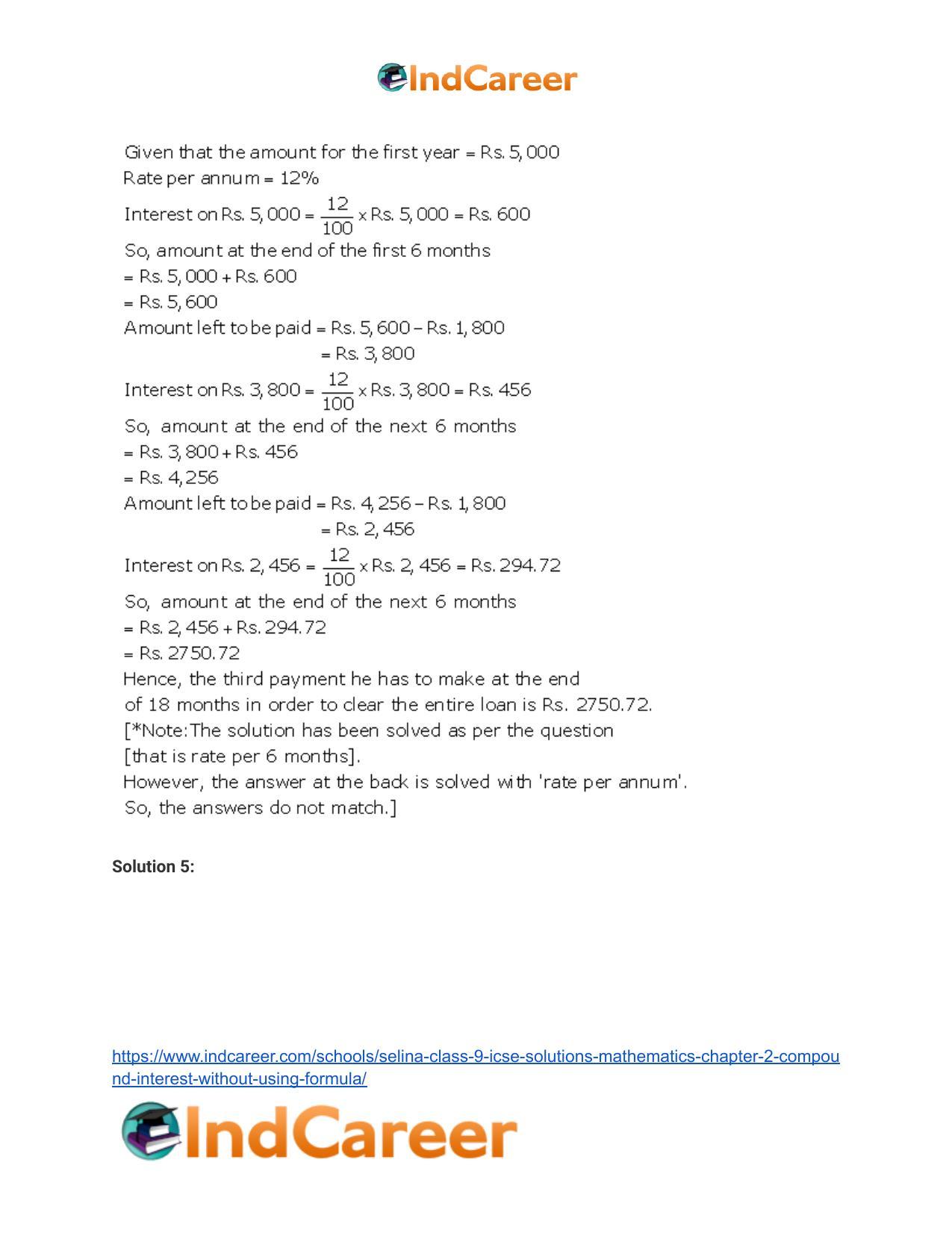 Selina Class 9 ICSE Solutions Mathematics : Chapter 2- Compound Interest (Without using formula) - Page 17