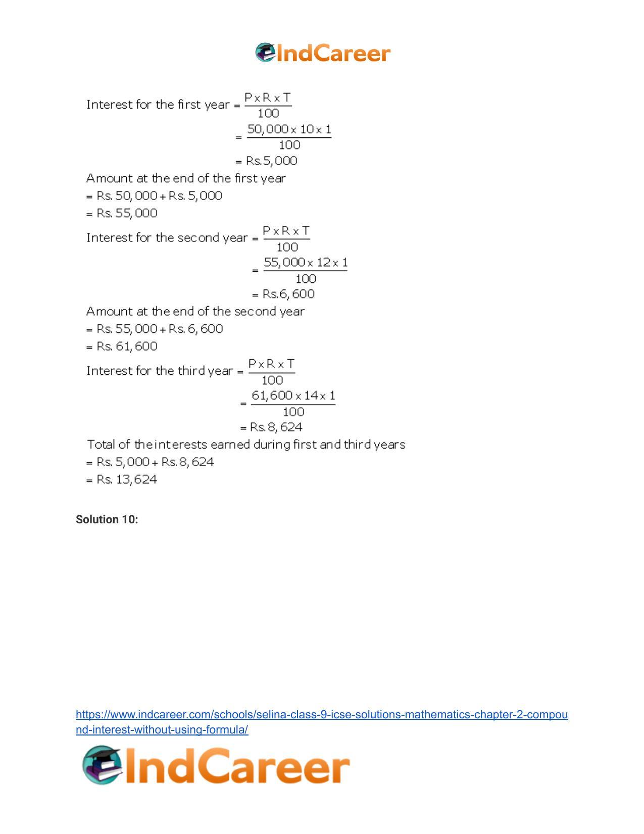 Selina Class 9 ICSE Solutions Mathematics : Chapter 2- Compound Interest (Without using formula) - Page 22