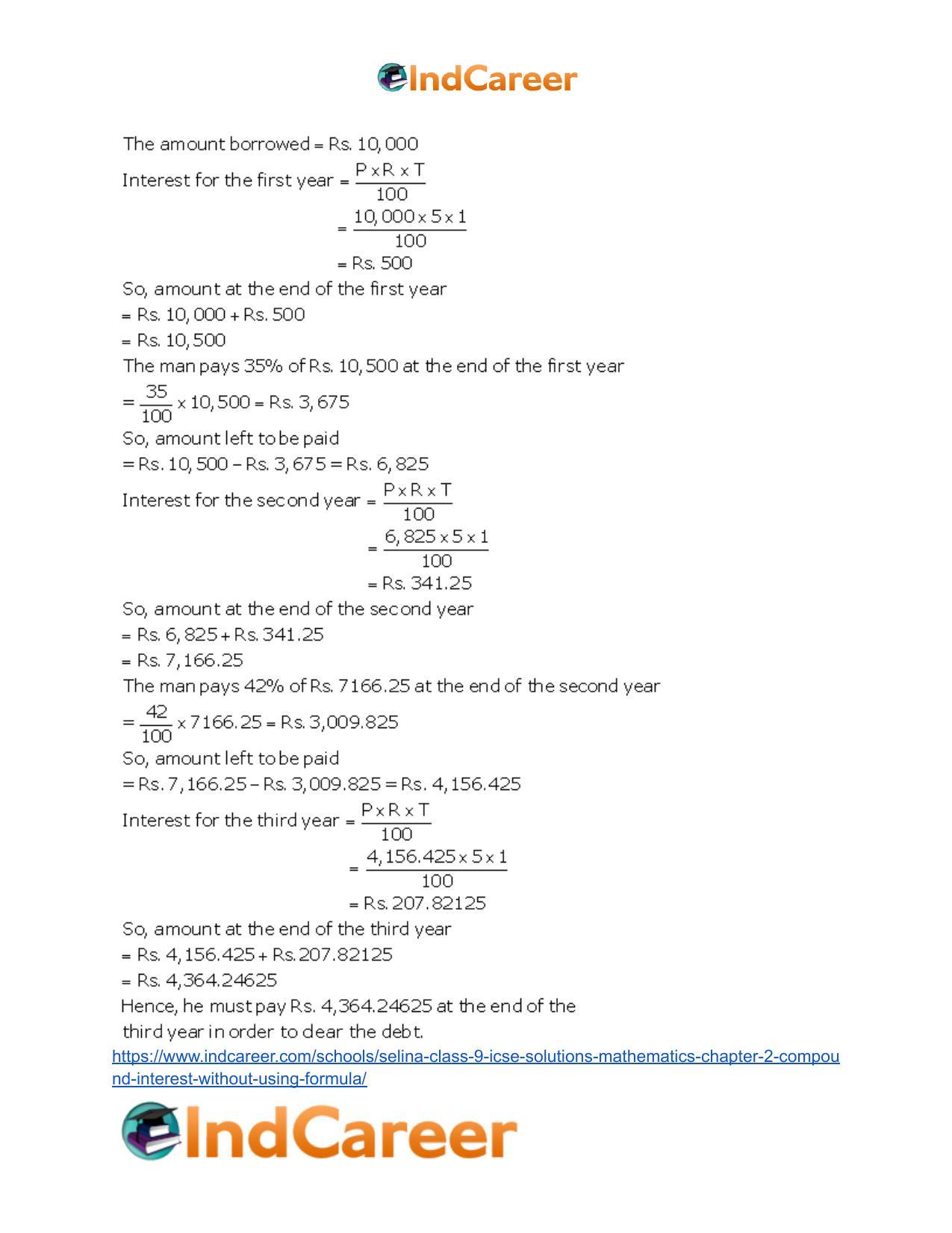 Selina Class 9 ICSE Solutions Mathematics : Chapter 2- Compound Interest (Without using formula) - Page 24