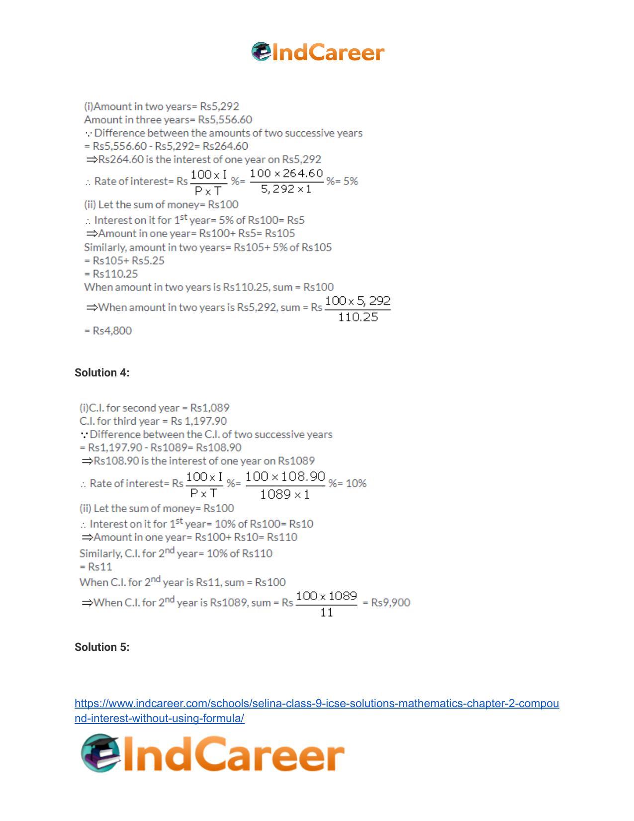 Selina Class 9 ICSE Solutions Mathematics : Chapter 2- Compound Interest (Without using formula) - Page 26
