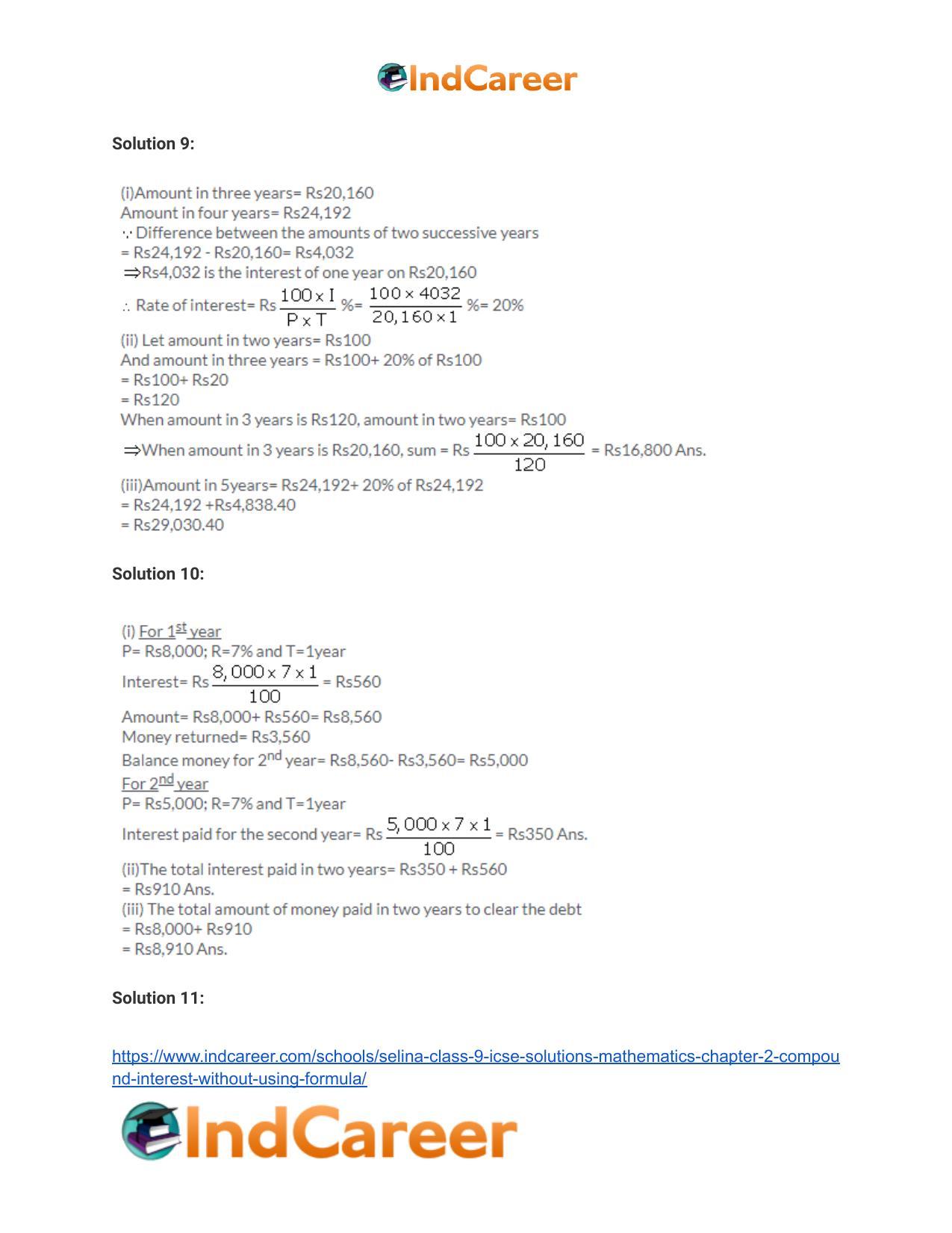 Selina Class 9 ICSE Solutions Mathematics : Chapter 2- Compound Interest (Without using formula) - Page 29