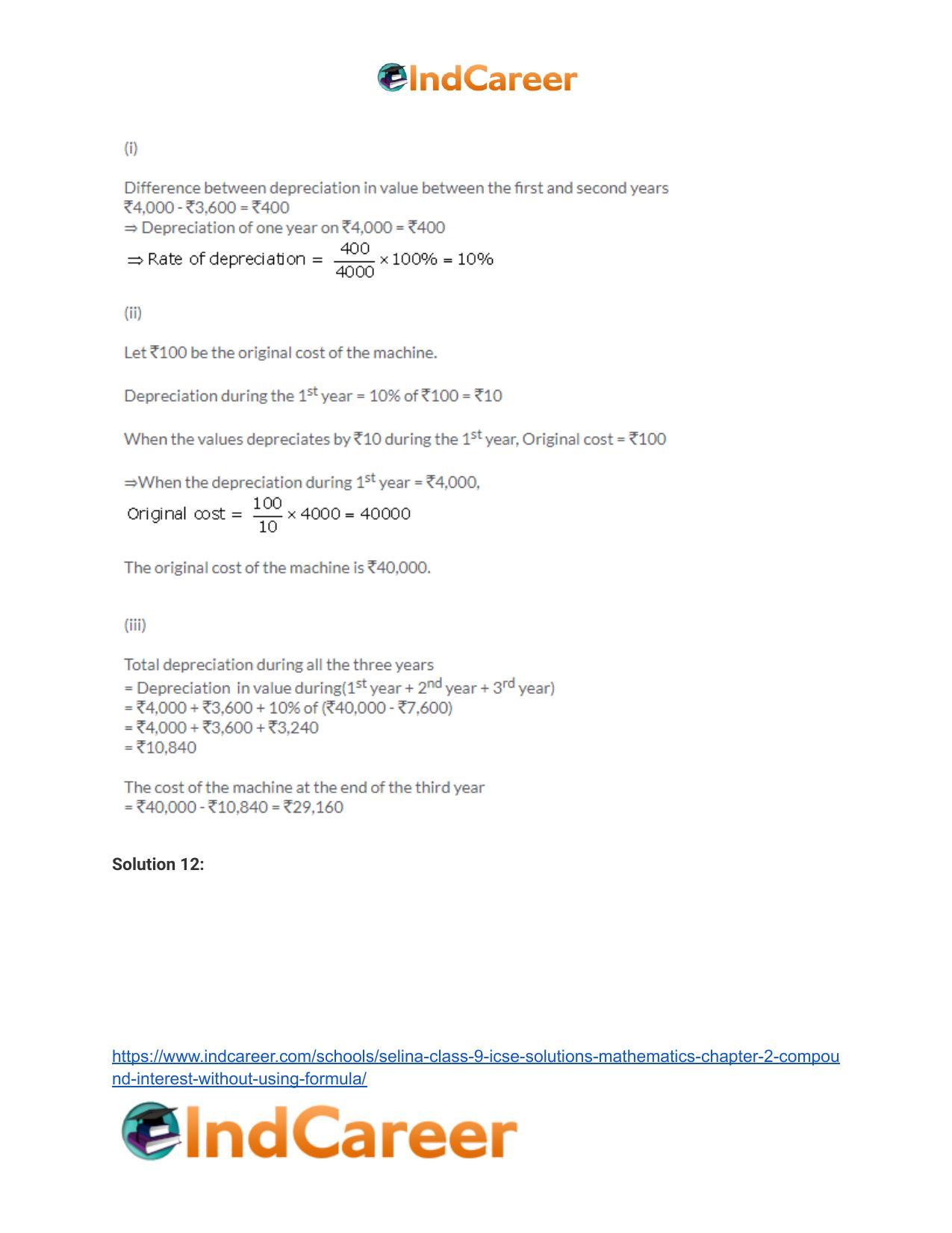 Selina Class 9 ICSE Solutions Mathematics : Chapter 2- Compound Interest (Without using formula) - Page 30