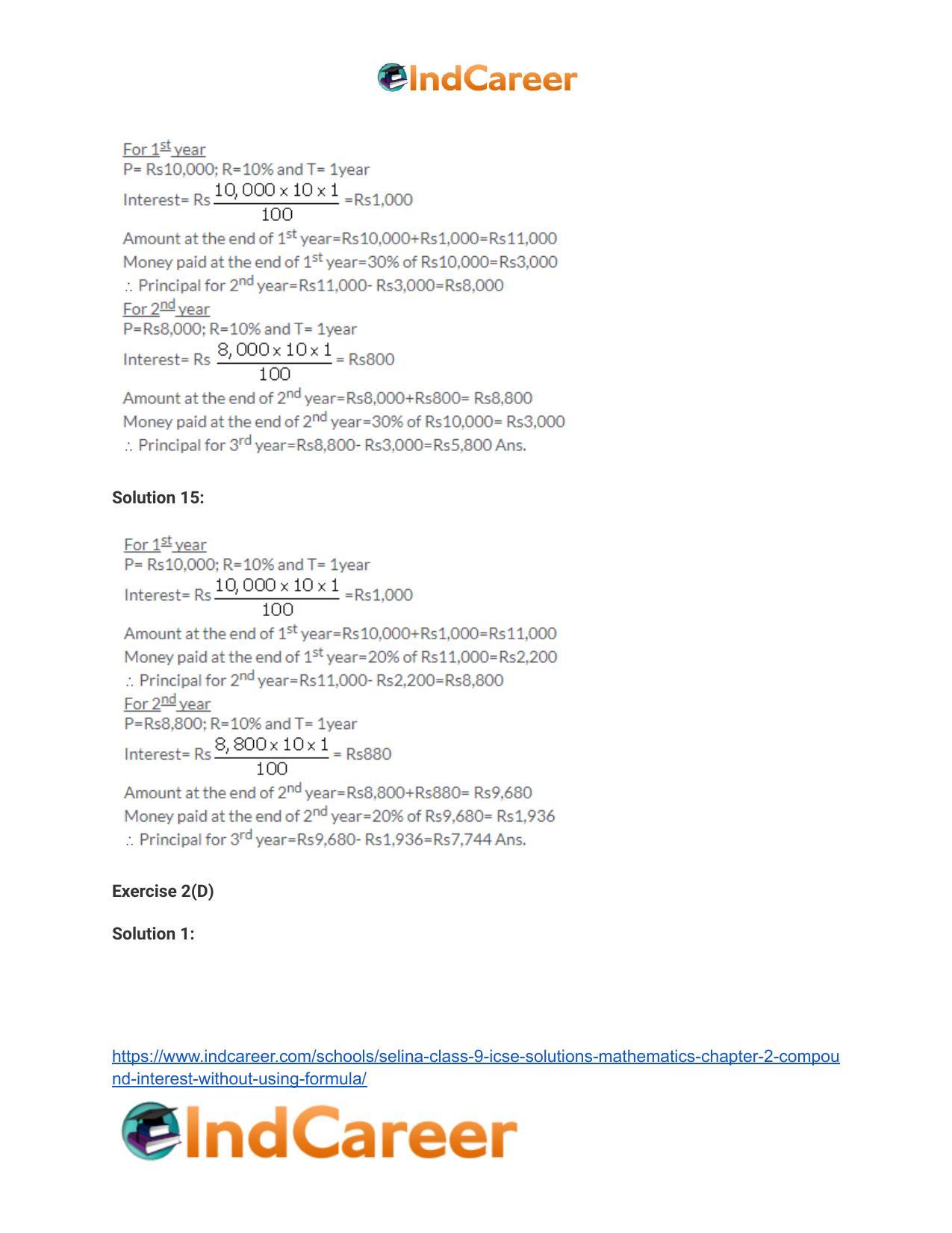 Selina Class 9 ICSE Solutions Mathematics : Chapter 2- Compound Interest (Without using formula) - Page 32