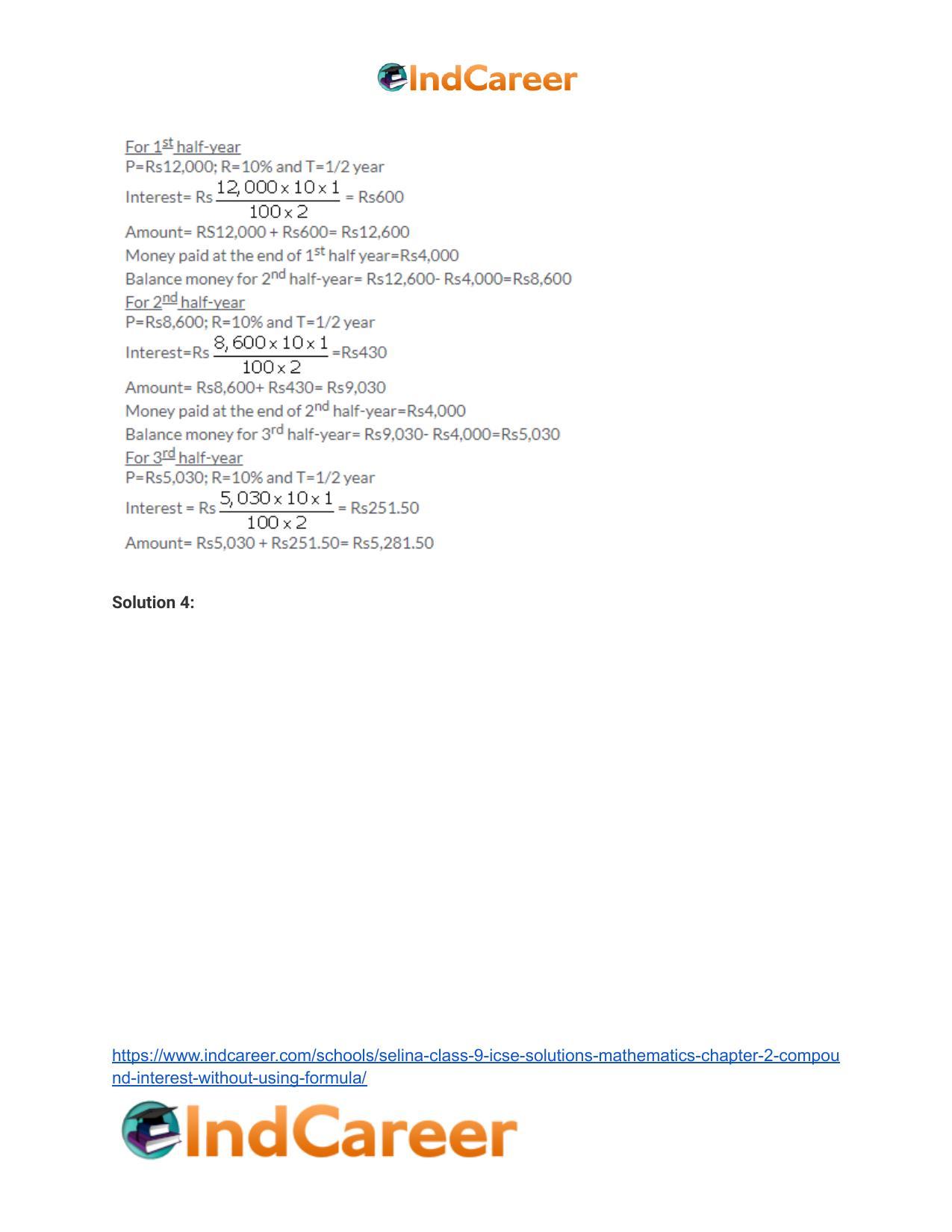 Selina Class 9 ICSE Solutions Mathematics : Chapter 2- Compound Interest (Without using formula) - Page 34
