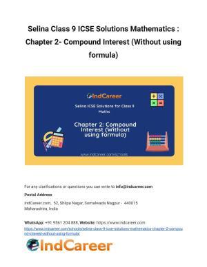 Selina Class 9 ICSE Solutions Mathematics : Chapter 2- Compound Interest (Without using formula)