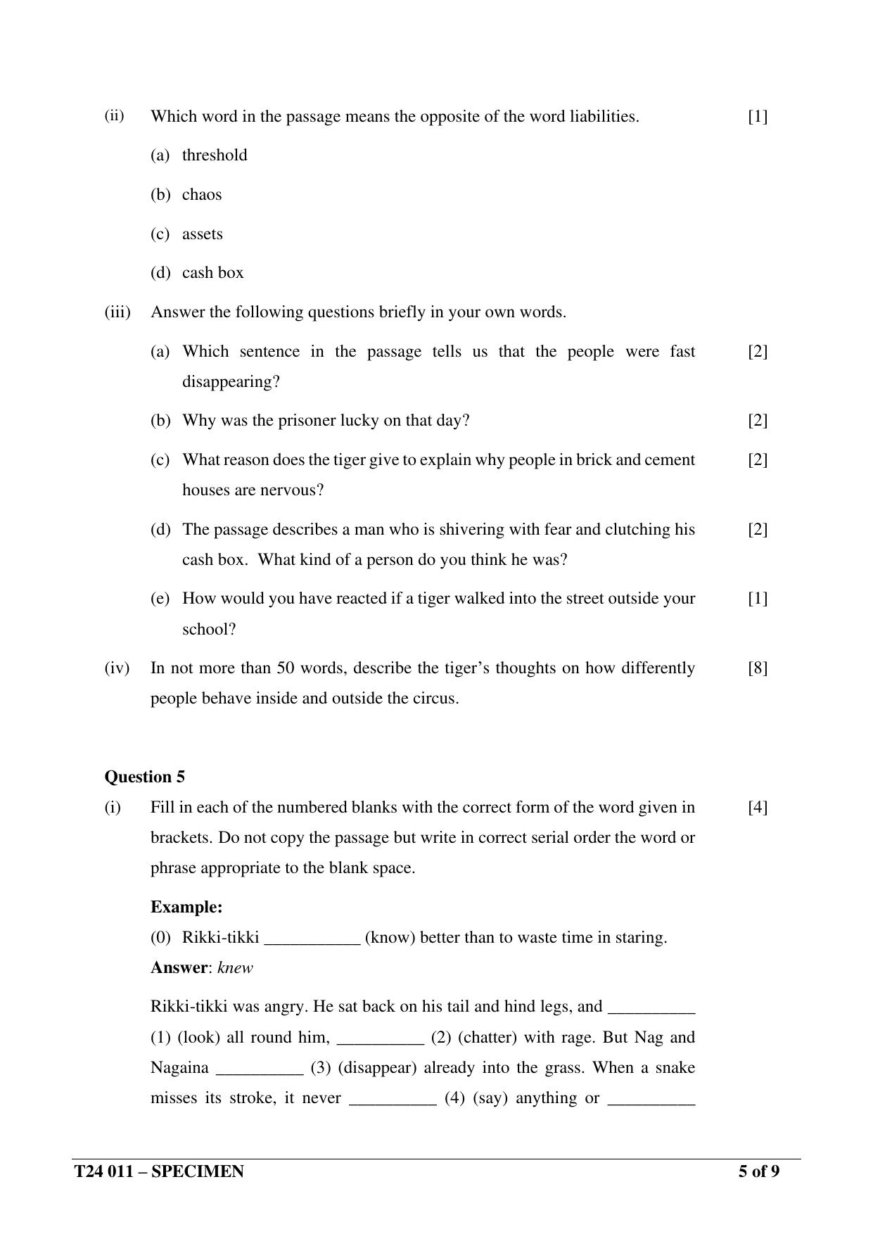 ICSE Class 10  2024 English Language (English Paper – 1) Sample Paper - Page 5