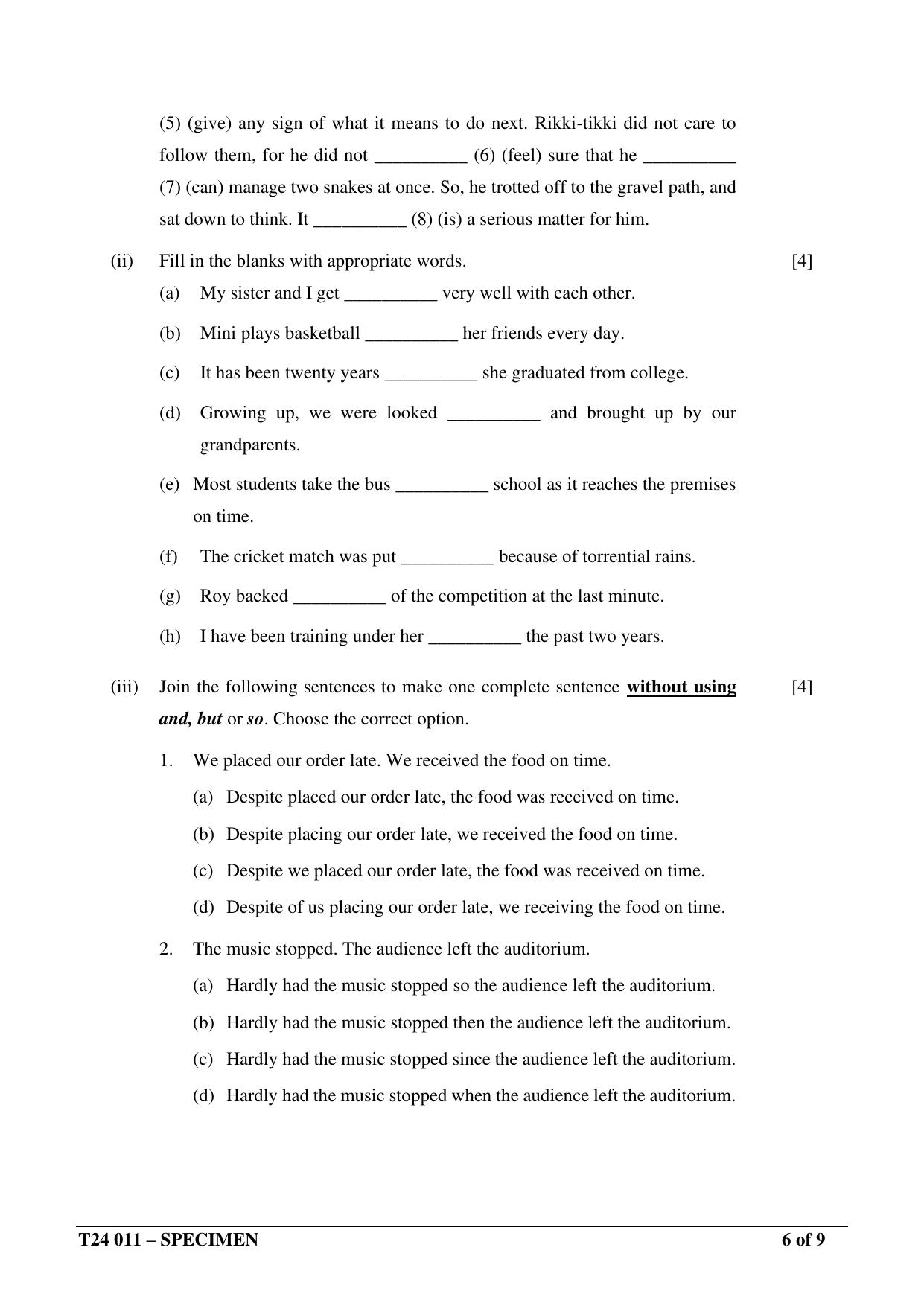 ICSE Class 10  2024 English Language (English Paper – 1) Sample Paper - Page 6