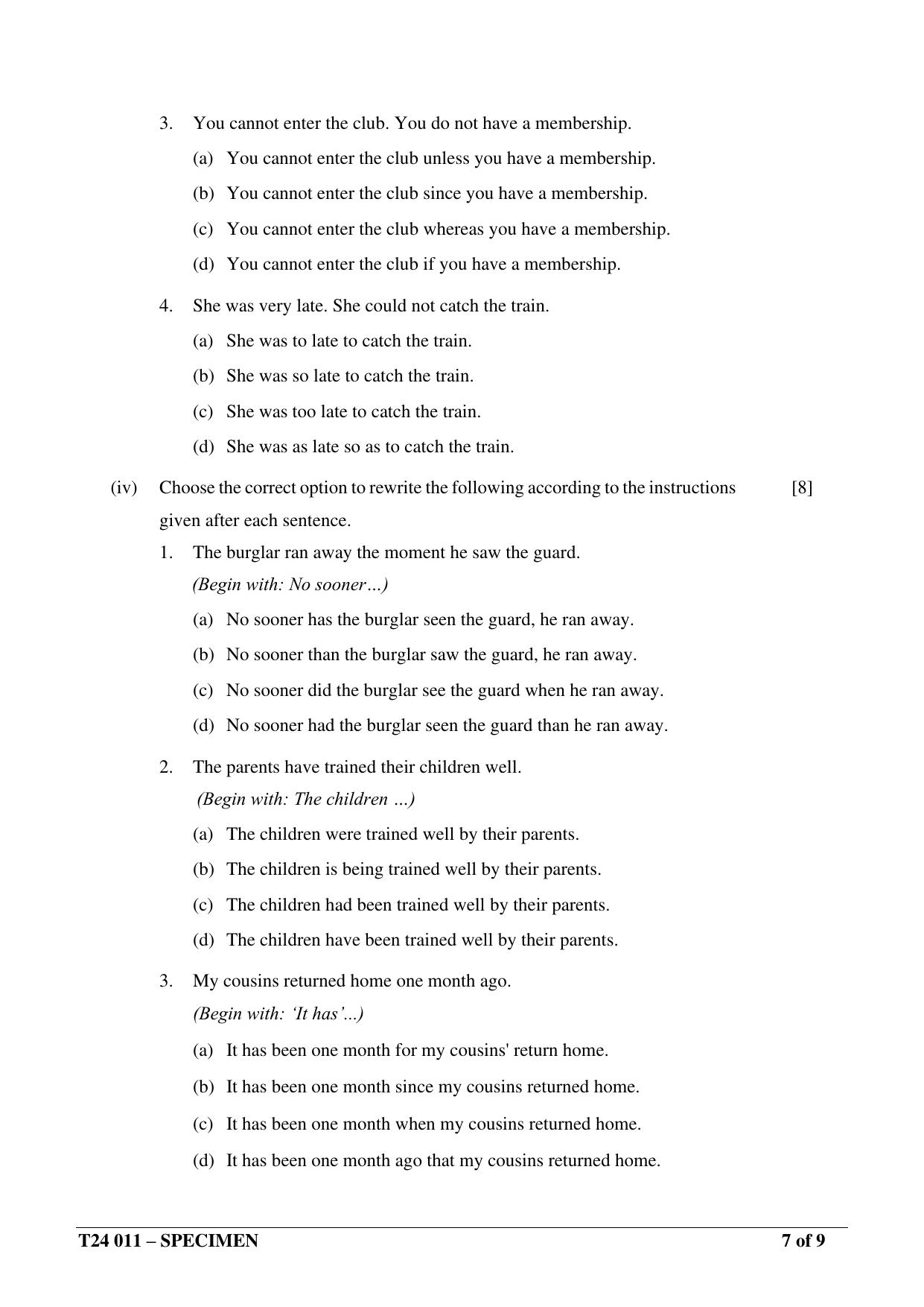 ICSE Class 10  2024 English Language (English Paper – 1) Sample Paper - Page 7