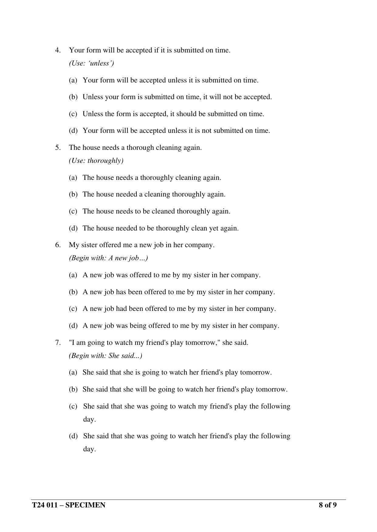 ICSE Class 10  2024 English Language (English Paper – 1) Sample Paper - Page 8