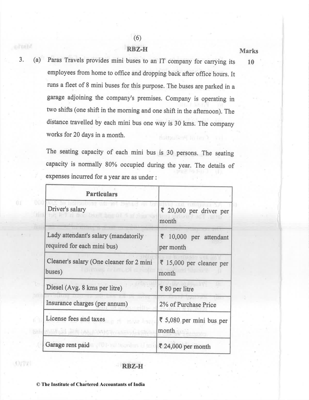 CA Inter Dec 2021 Question Paper - Paper 3 – Cost and Management Accounting - Page 6