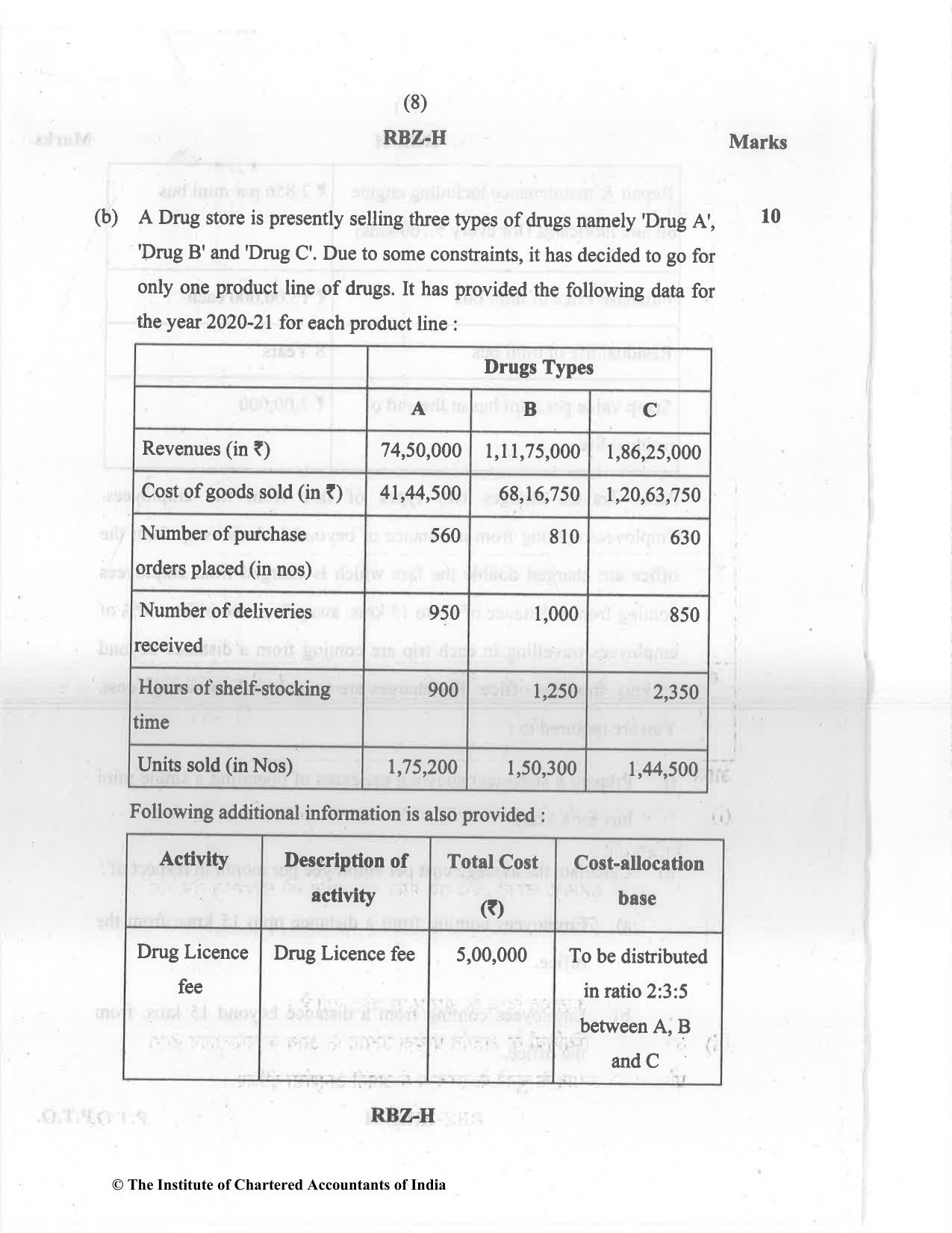 CA Inter Dec 2021 Question Paper - Paper 3 – Cost and Management Accounting - Page 8
