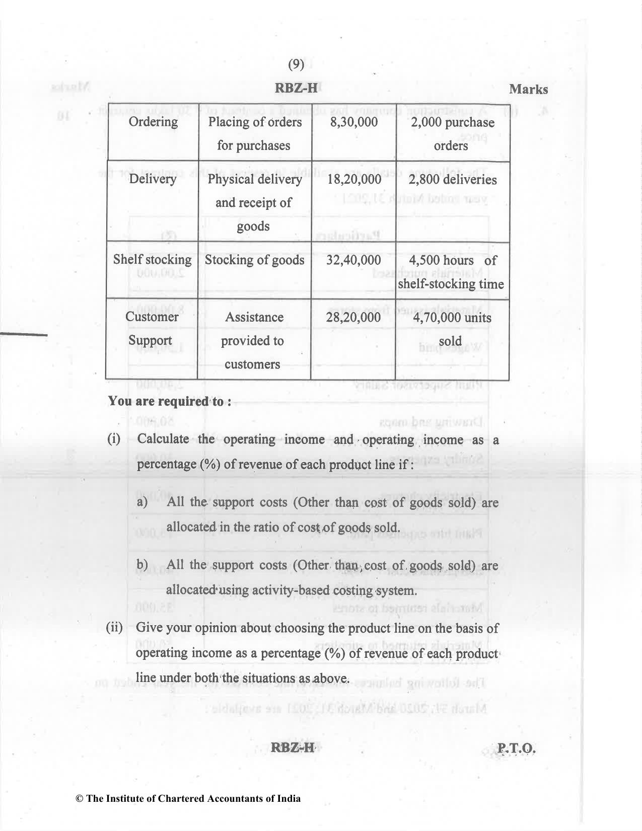 CA Inter Dec 2021 Question Paper - Paper 3 – Cost and Management Accounting - Page 9