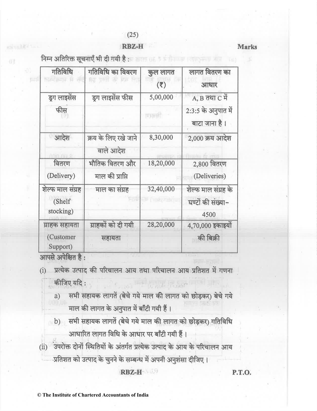 CA Inter Dec 2021 Question Paper - Paper 3 – Cost and Management Accounting - Page 25