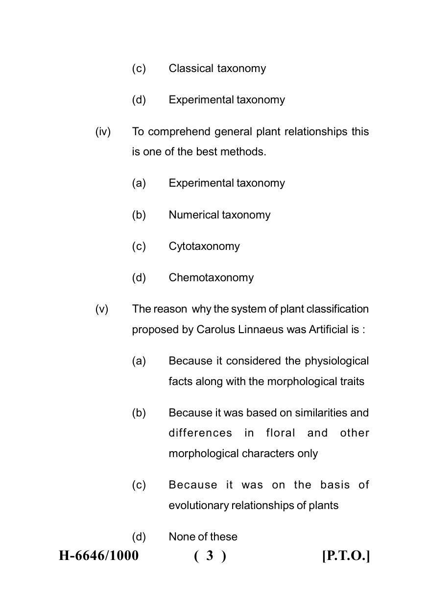 Sarguja University Question Paper July-2022 : M.Sc.In Botany (Fourth sem.) Advanced Plant Systematic Paper 1 - Page 3