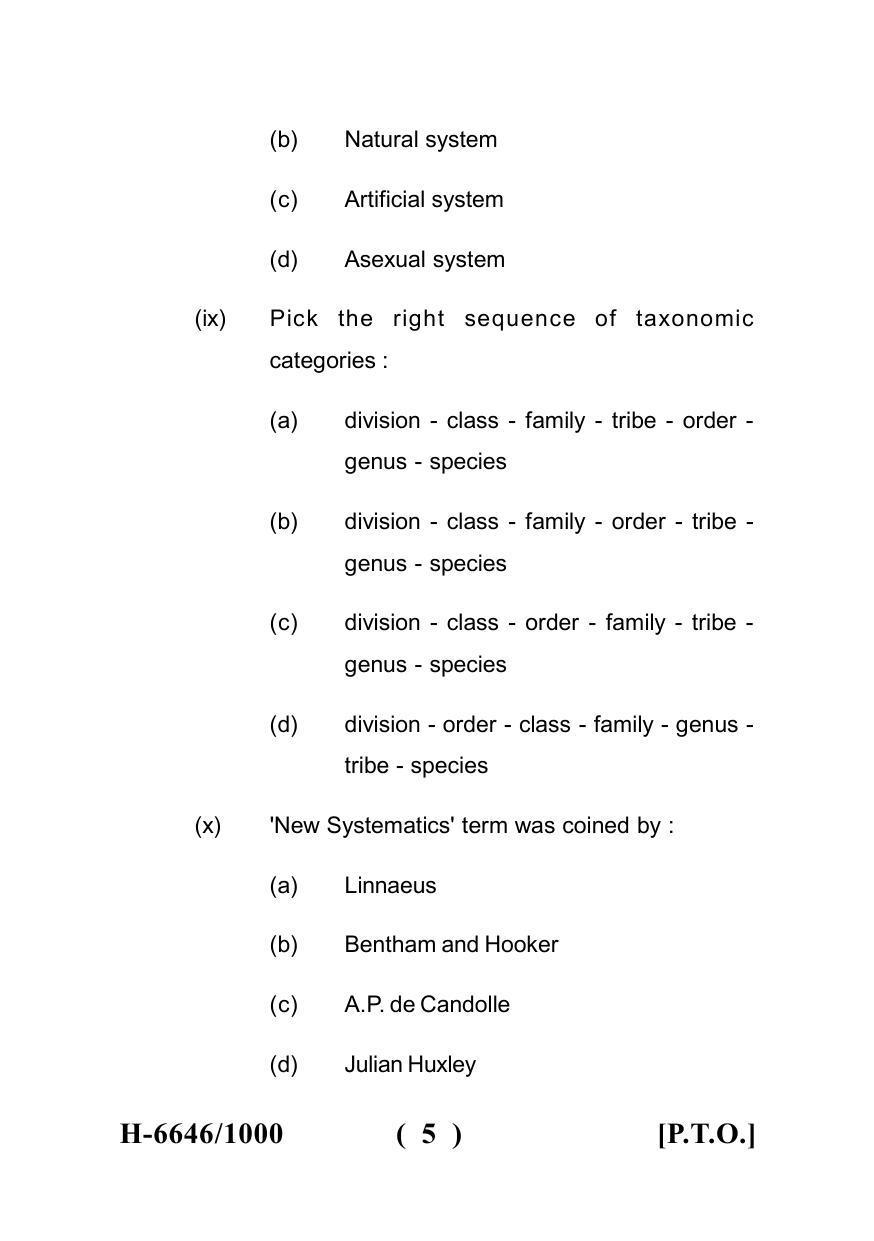 Sarguja University Question Paper July-2022 : M.Sc.In Botany (Fourth sem.) Advanced Plant Systematic Paper 1 - Page 5