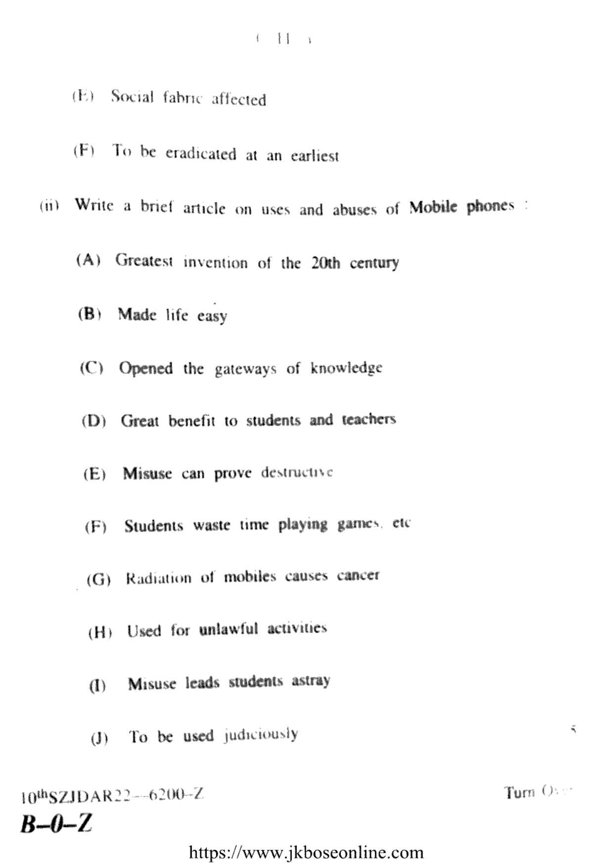JKBOSE CLASS 10 English (6200-Z) 2022 - Page 11