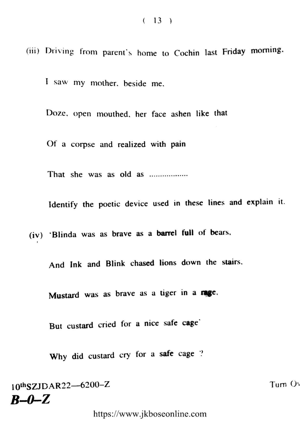 JKBOSE CLASS 10 English (6200-Z) 2022 - Page 13