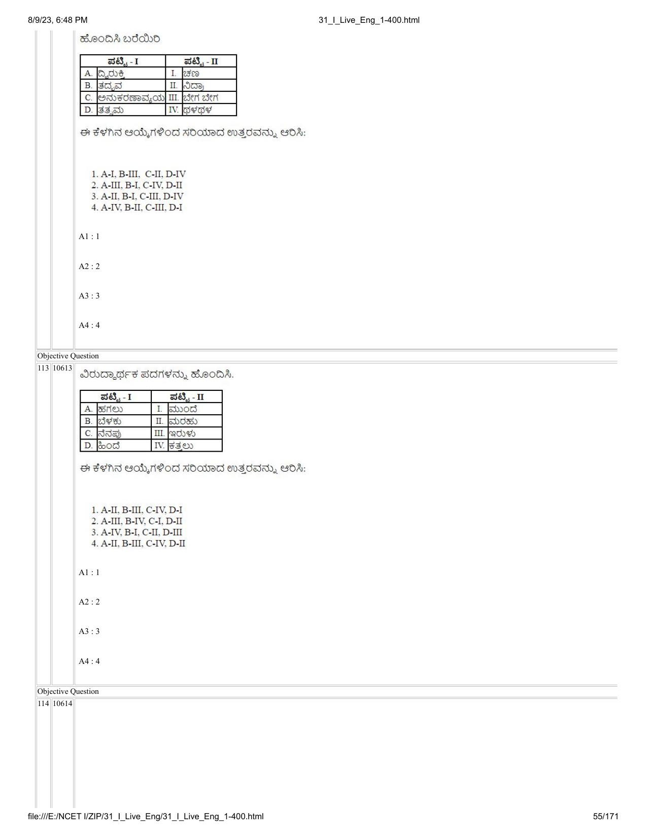 NCET 2023 Question Paper (English Q 1-400) - Page 55