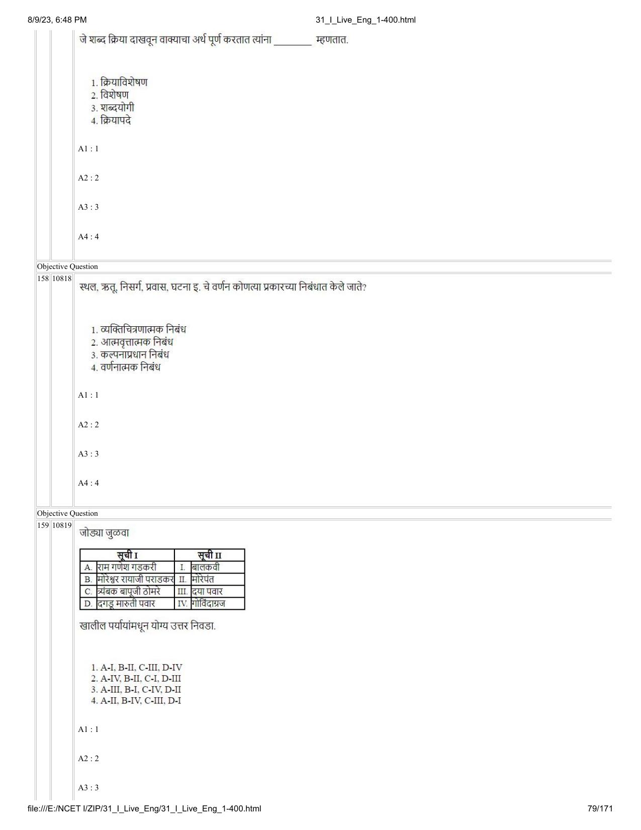 NCET 2023 Question Paper (English Q 1-400) - Page 79
