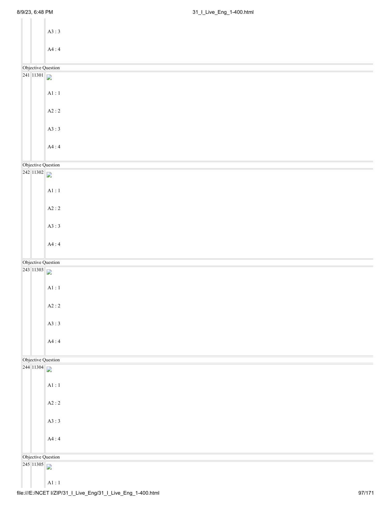 NCET 2023 Question Paper (English Q 1-400) - Page 97