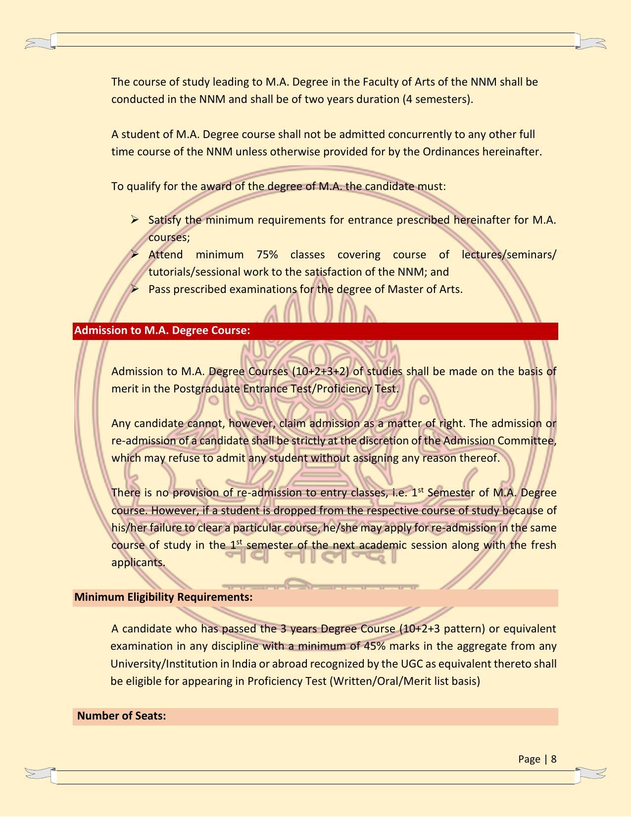 Nava Nalanda Mahavihara, Nalanda Prospectus 2021-22 - Page 8