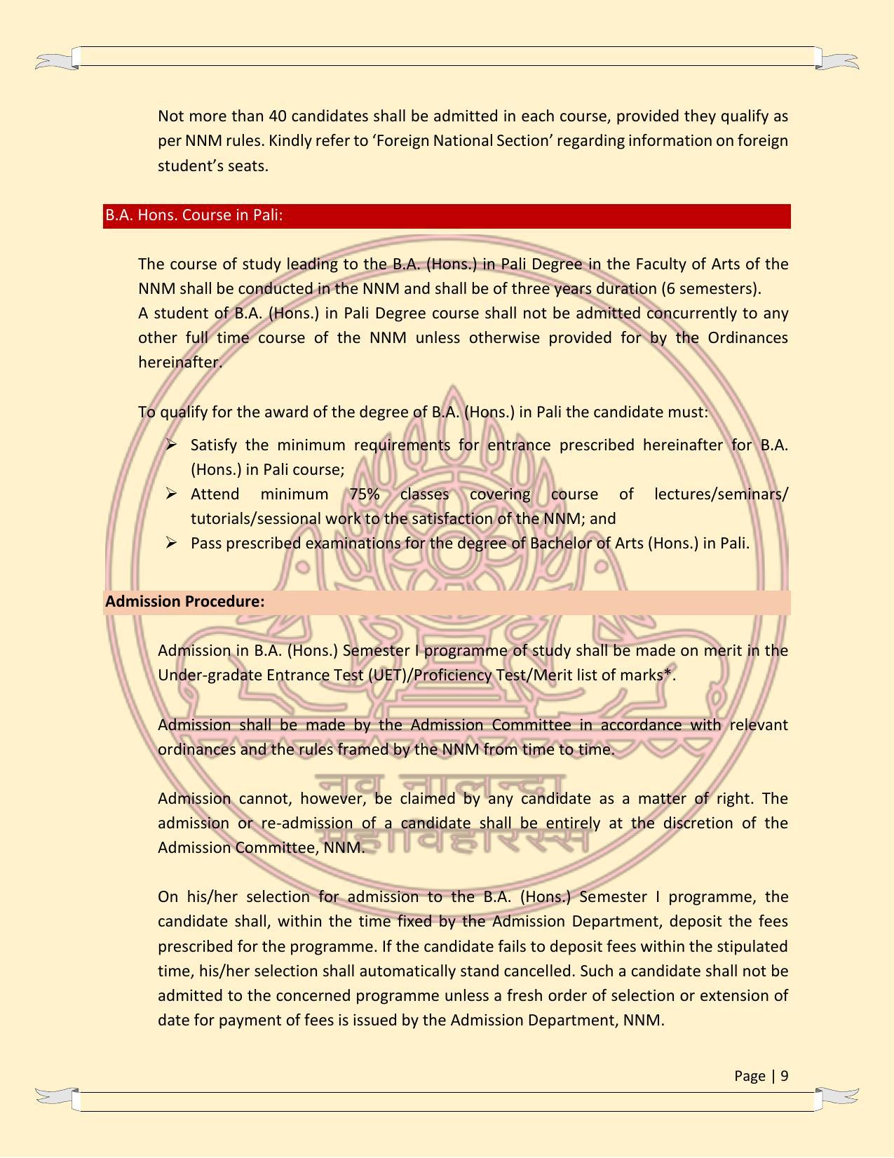 Nava Nalanda Mahavihara, Nalanda Prospectus 2021-22 - Page 9