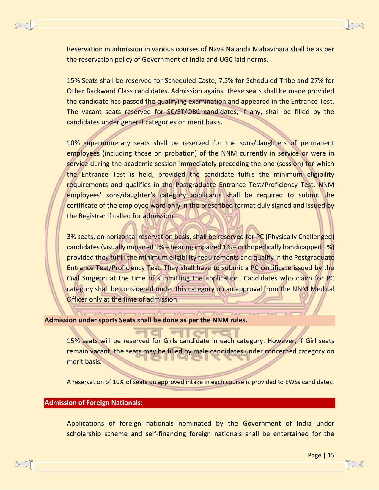 Nava Nalanda Mahavihara, Nalanda Prospectus 2021-22 - Page 15