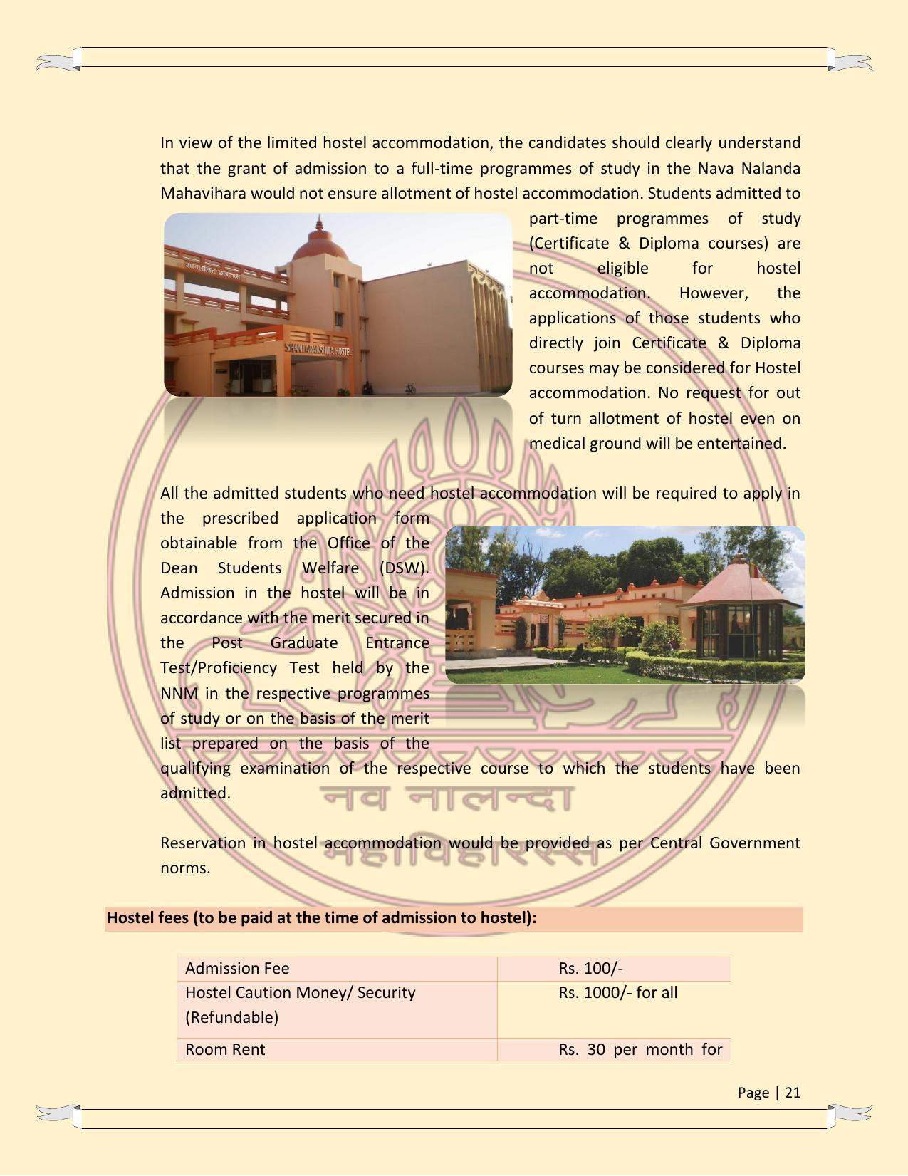 Nava Nalanda Mahavihara, Nalanda Prospectus 2021-22 - Page 21
