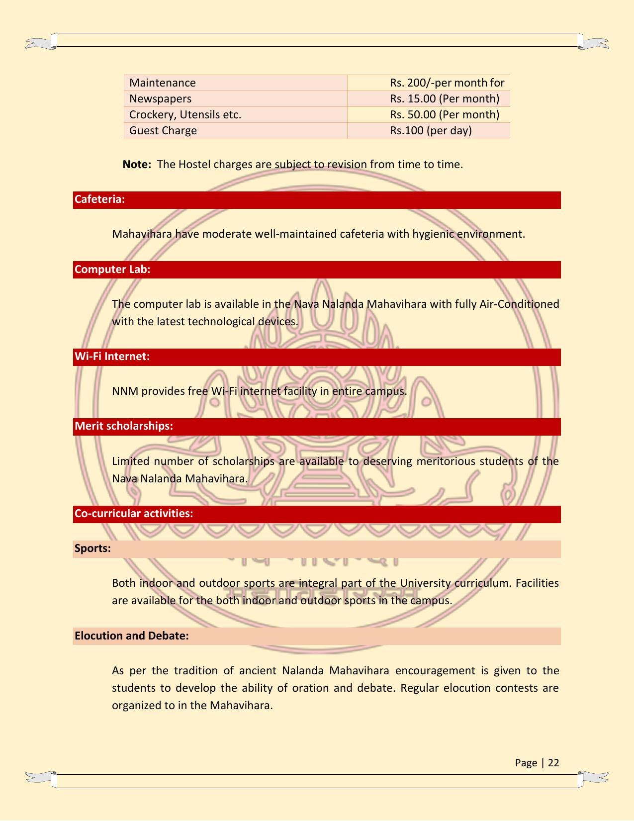 Nava Nalanda Mahavihara, Nalanda Prospectus 2021-22 - Page 22
